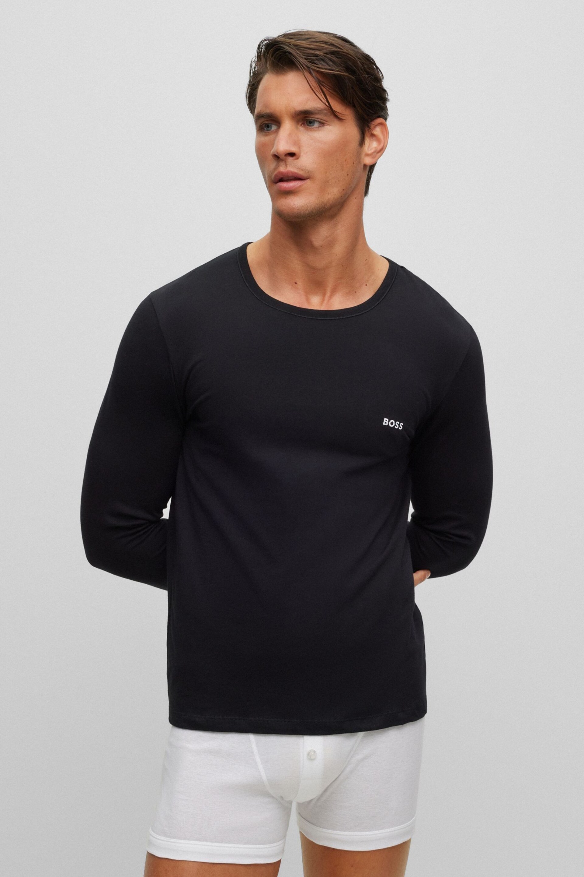BOSS Black Long Sleeve T-Shirt 3 Pack - Image 6 of 9