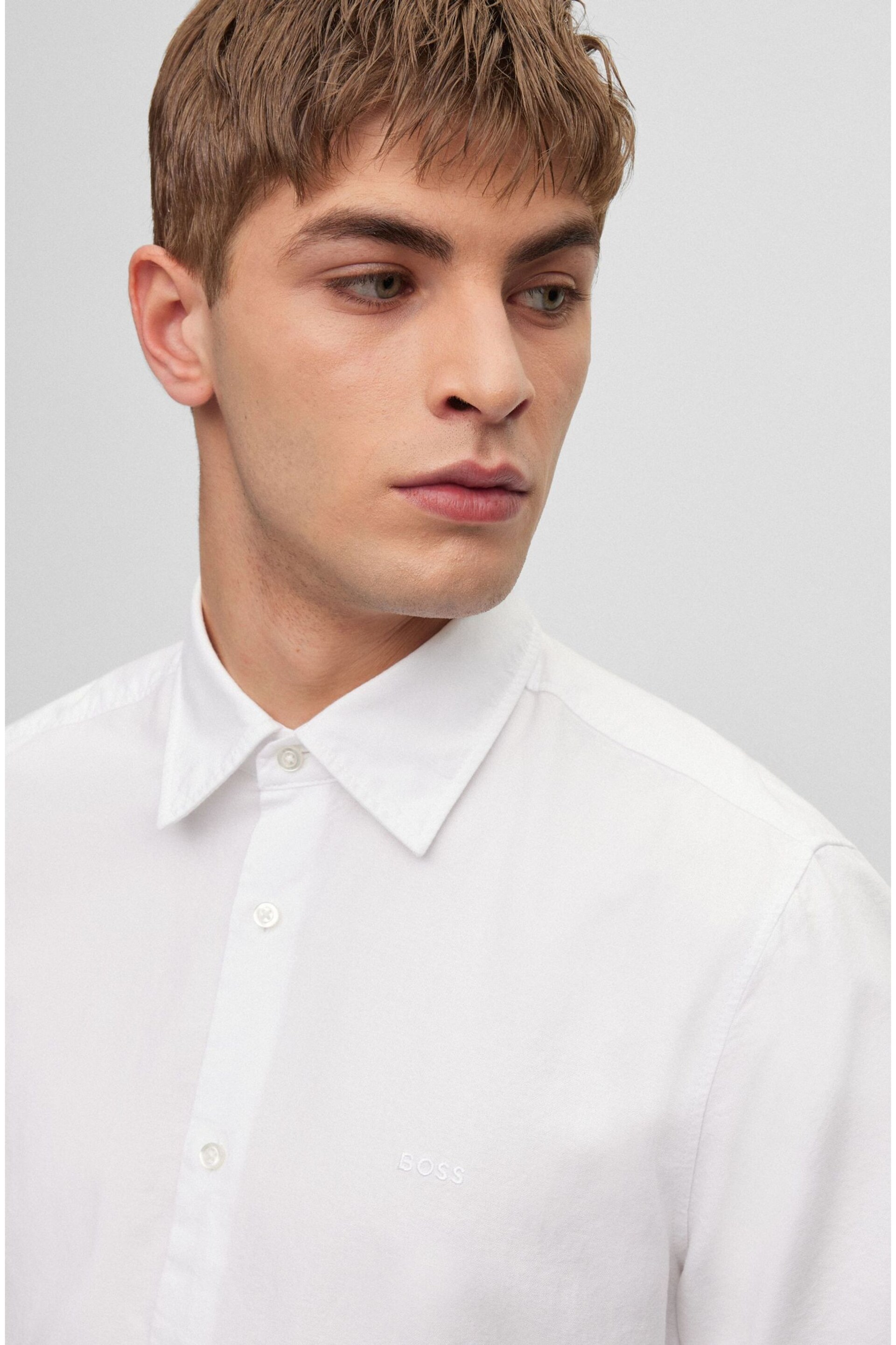 BOSS White Regular Fit Short Sleeve Oxford Shirt - Image 4 of 6