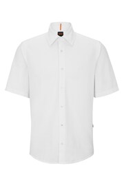 BOSS White Regular Fit Short Sleeve Oxford Shirt - Image 6 of 6