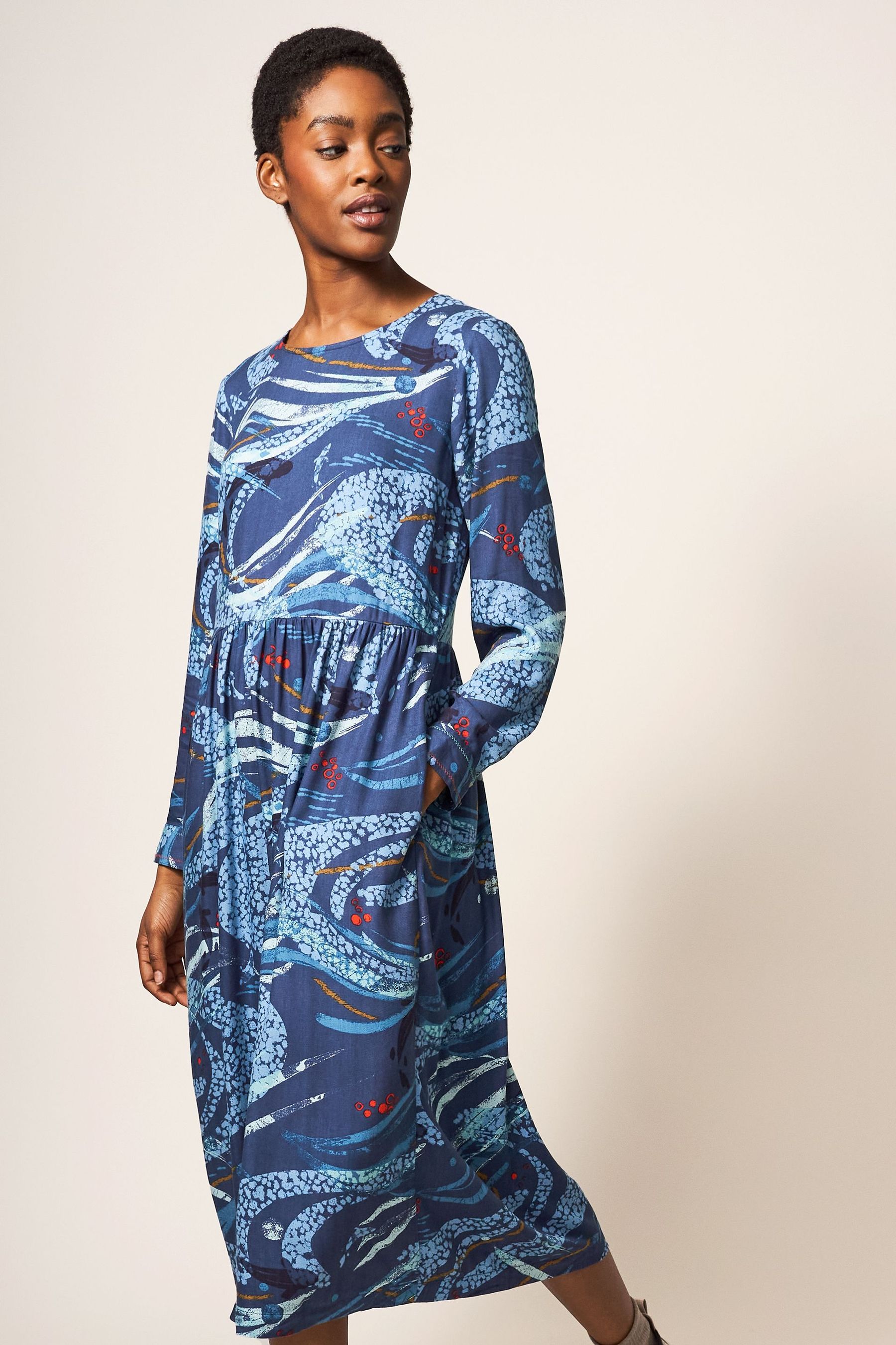 White stuff blue dress top
