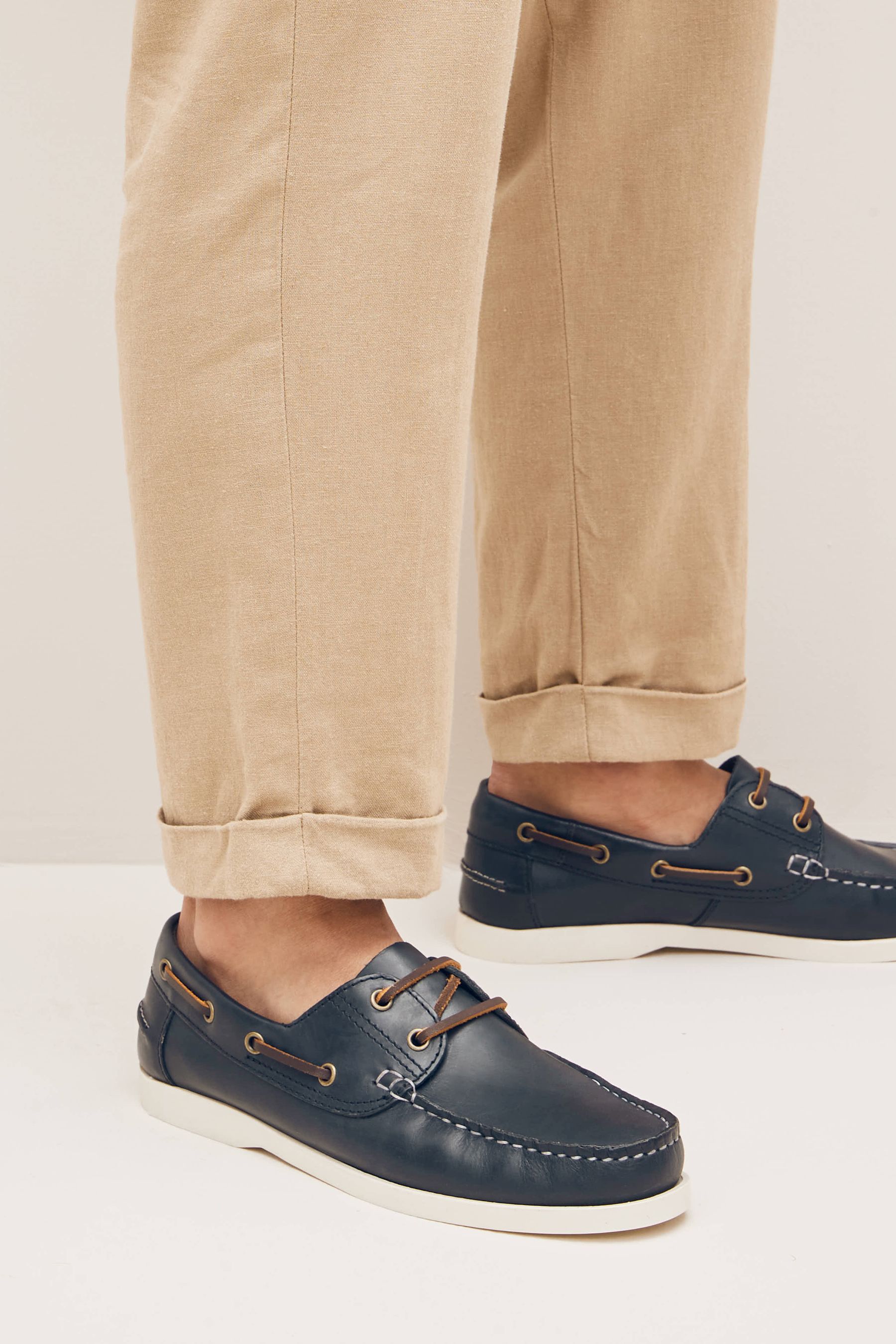 Buy Navy Blue Wide Fit Classic Boat Shoes from Next Luxembourg