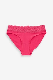 Pink/Purple/Cream High Leg Cotton and Lace Knickers 4 Pack - Image 5 of 9