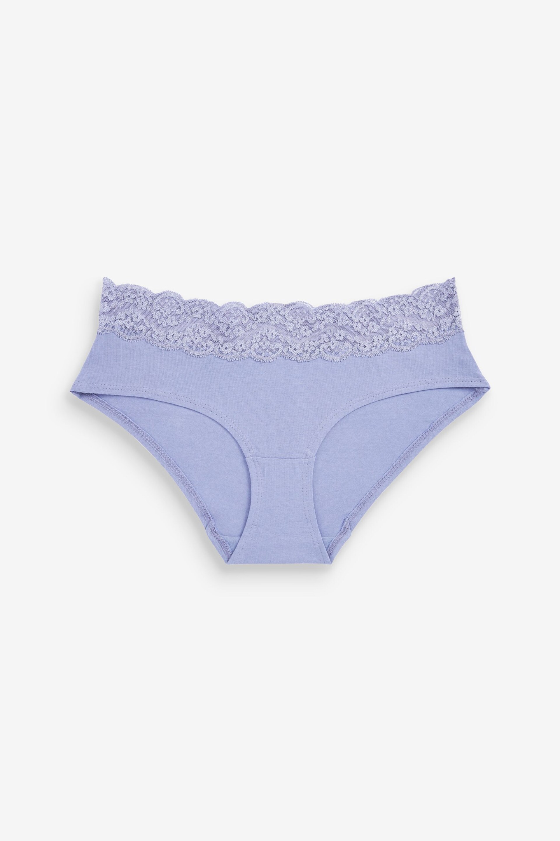 Pink/Purple/Cream Short Cotton and Lace Knickers 4 Pack - Image 2 of 9