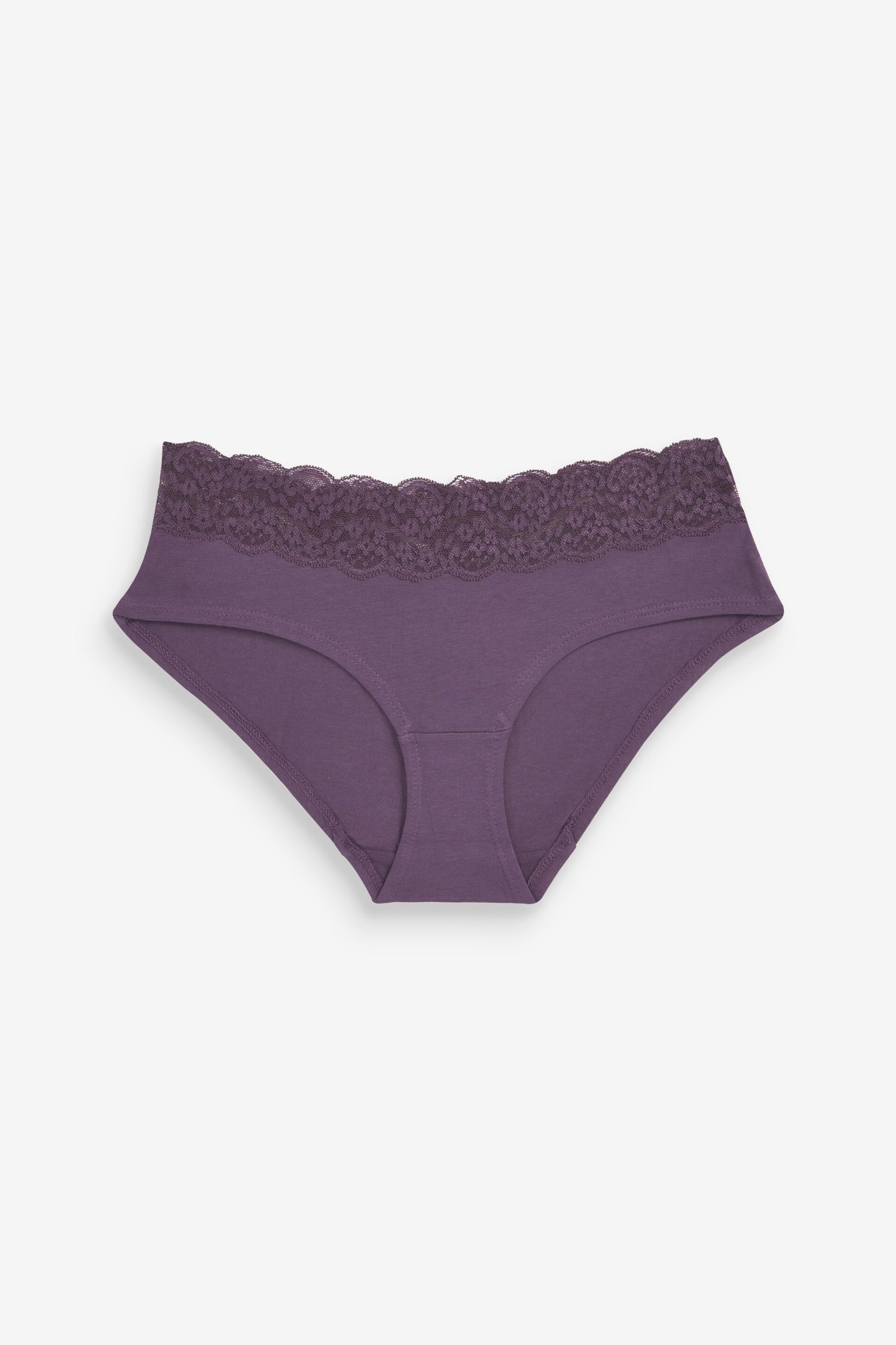Pink/Purple/Cream Short Cotton and Lace Knickers 4 Pack - Image 4 of 9