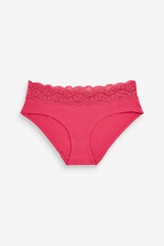 Pink/Purple/Cream Short Cotton and Lace Knickers 4 Pack - Image 5 of 9