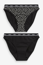 Black Spot Print High Leg Medium Flow Period Knickers 2 Pack - Image 1 of 6