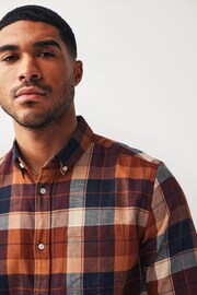 Rust Orange Signature Brushed Flannel Check Shirt - Image 4 of 9