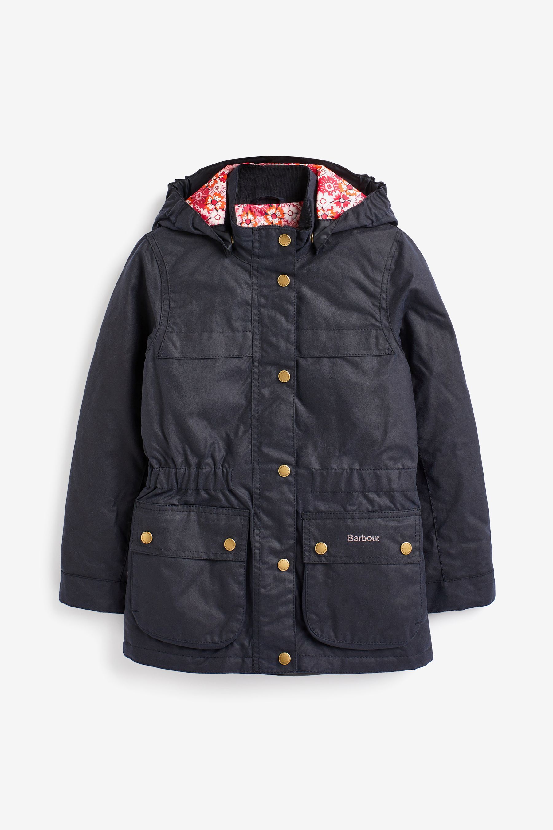 Barbour Navy Girls Cassley Wax Hooded Jacket