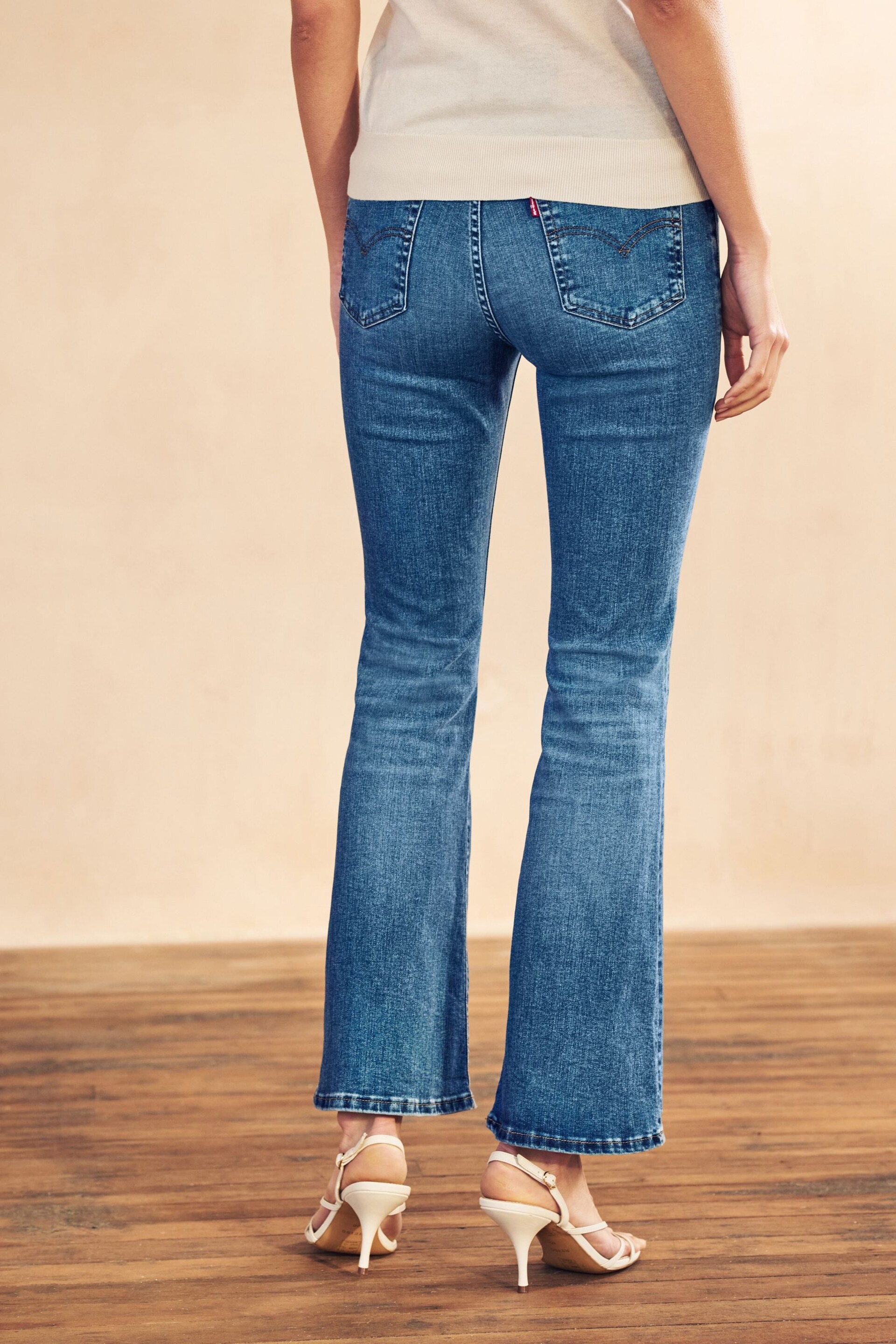 Levi's® Mid Blue 726™ High Rise Yoked Flare Jeans - Image 3 of 5