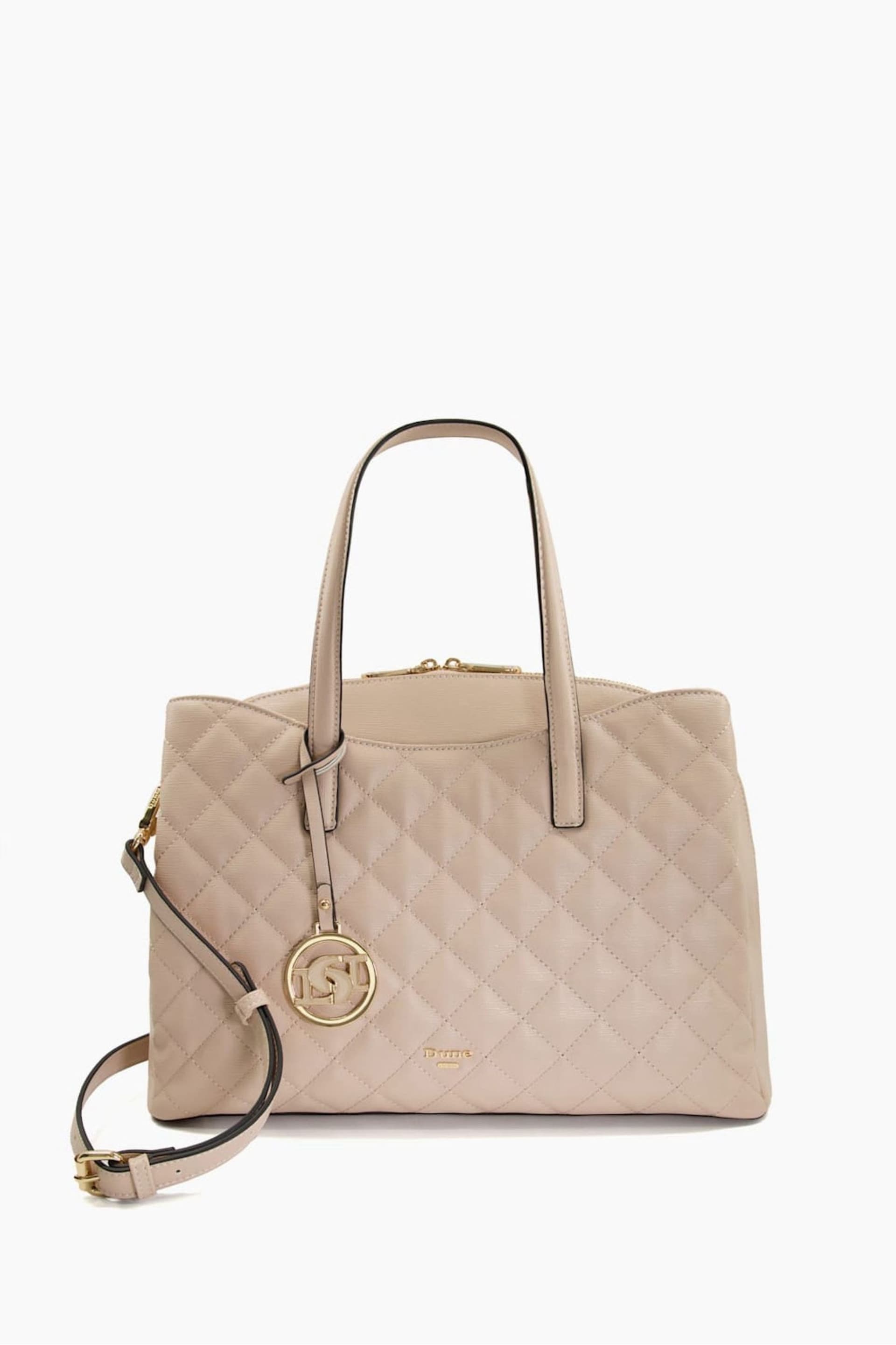 Dune London Nude Large Dignify Quilted Tote Bag - Image 1 of 4