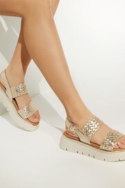 Dune London Gold Lorris Woven Strap Soft Volu Sandals - Image 1 of 7