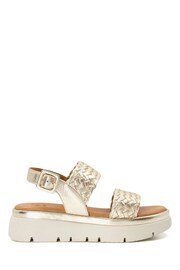 Dune London Gold Lorris Woven Strap Soft Volu Sandals - Image 3 of 7