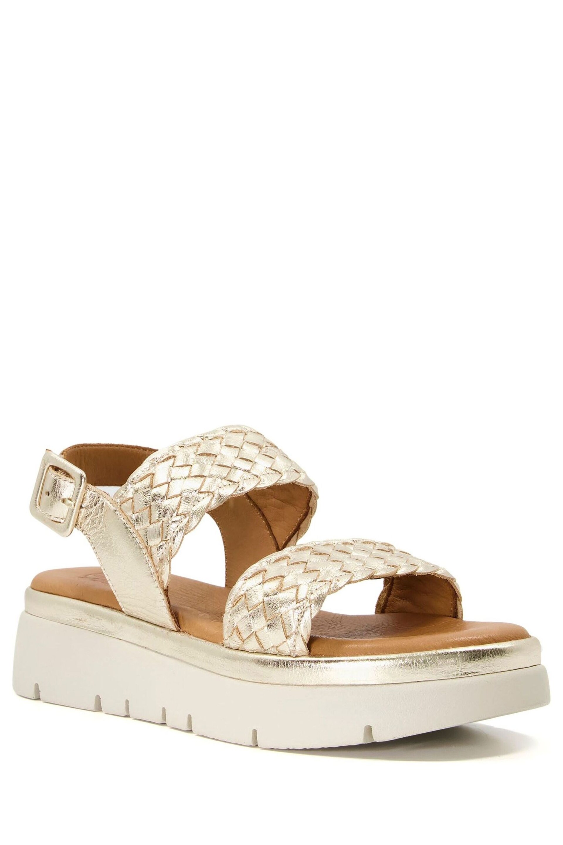 Dune London Gold Lorris Woven Strap Soft Volu Sandals - Image 4 of 7