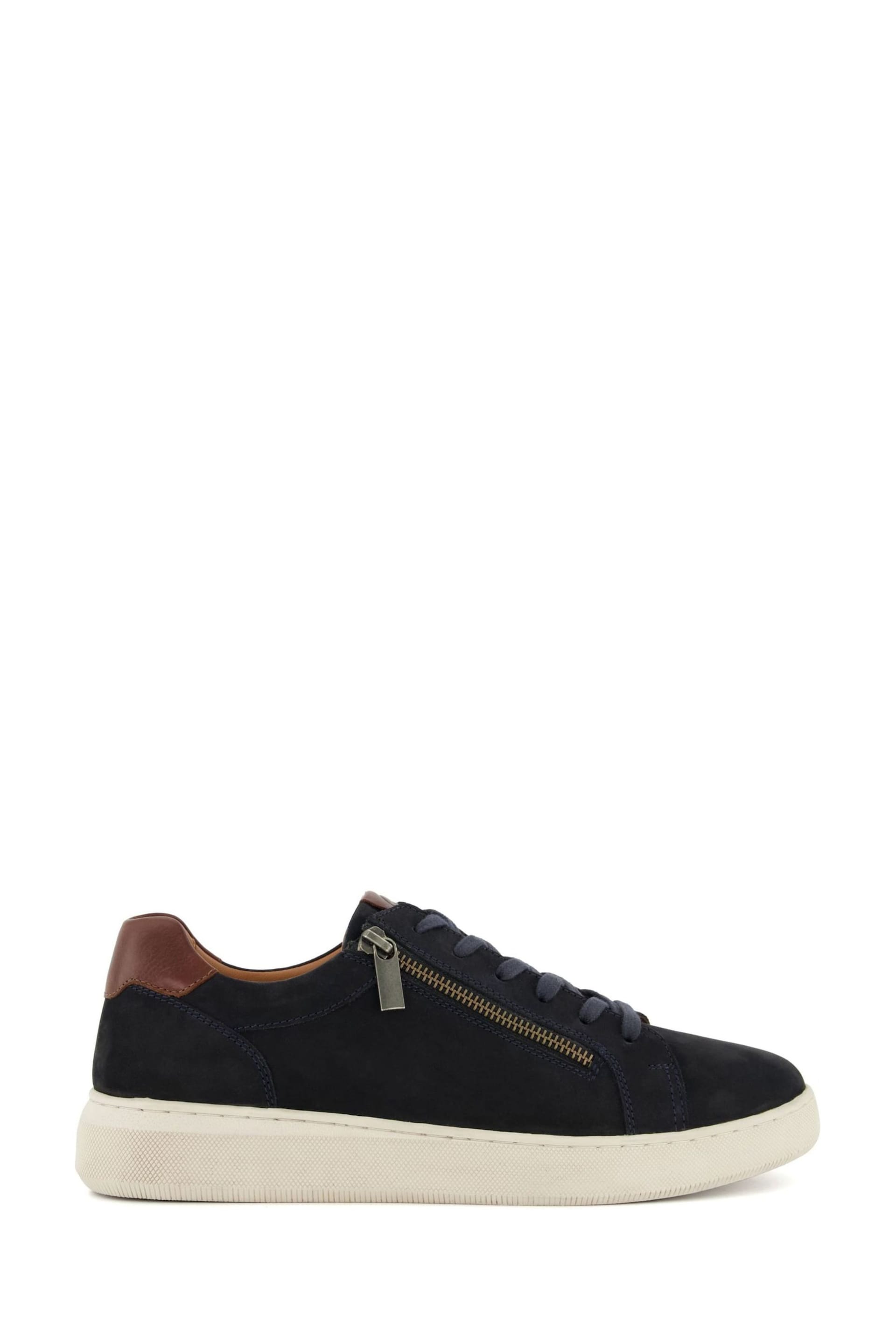 Dune London Blue Tribute Zip Detail Cupsole Trainers - Image 1 of 6