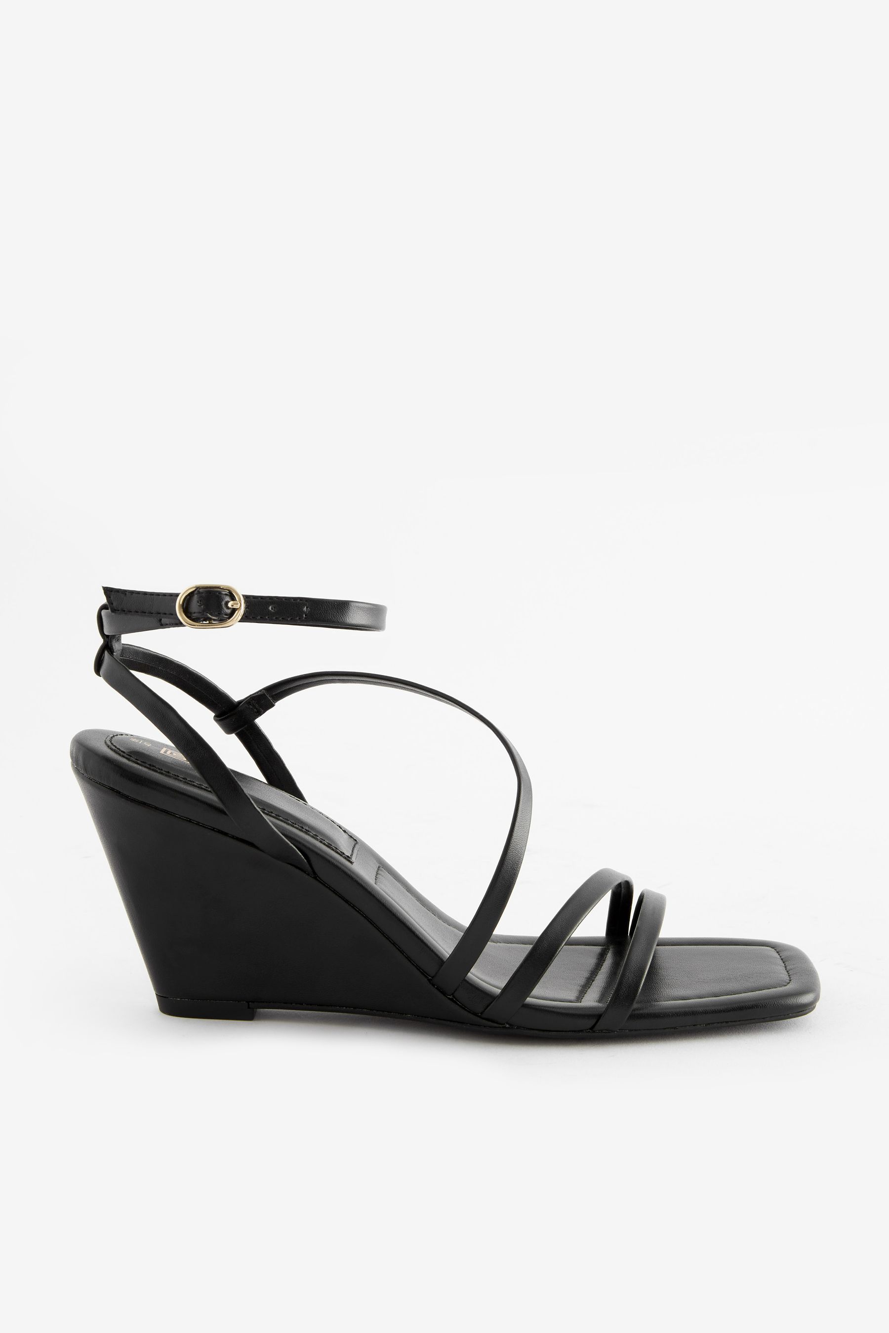 Buy Black Forever Comfort Strappy Wedges from Next Luxembourg