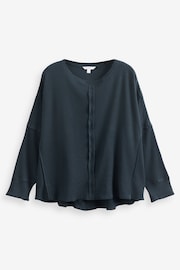 Navy Blue Seam Detail Waffle Top - Image 5 of 6