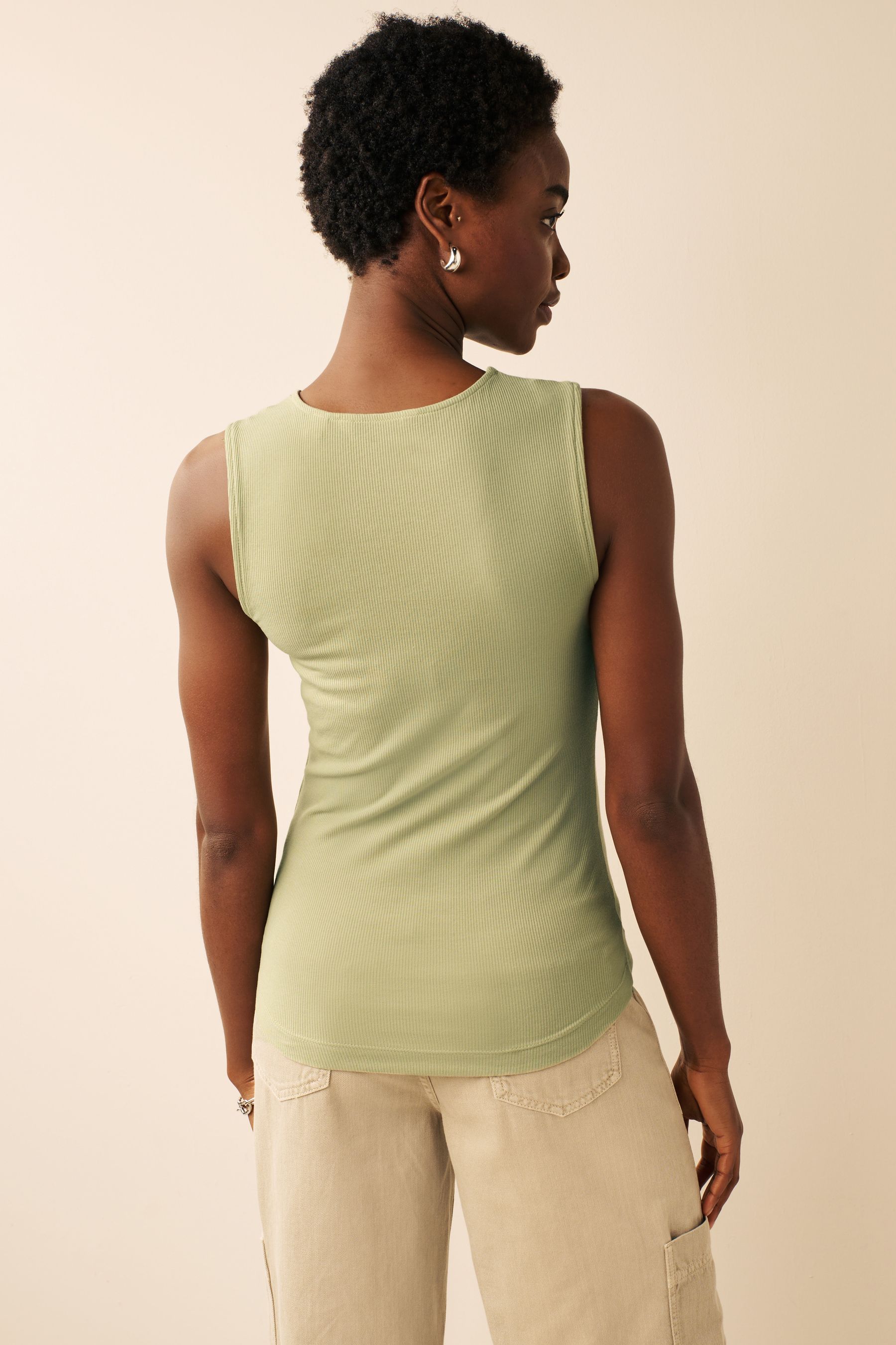 Buy Khaki Green Sleeveless Lace Up Vest Top from Next Luxembourg