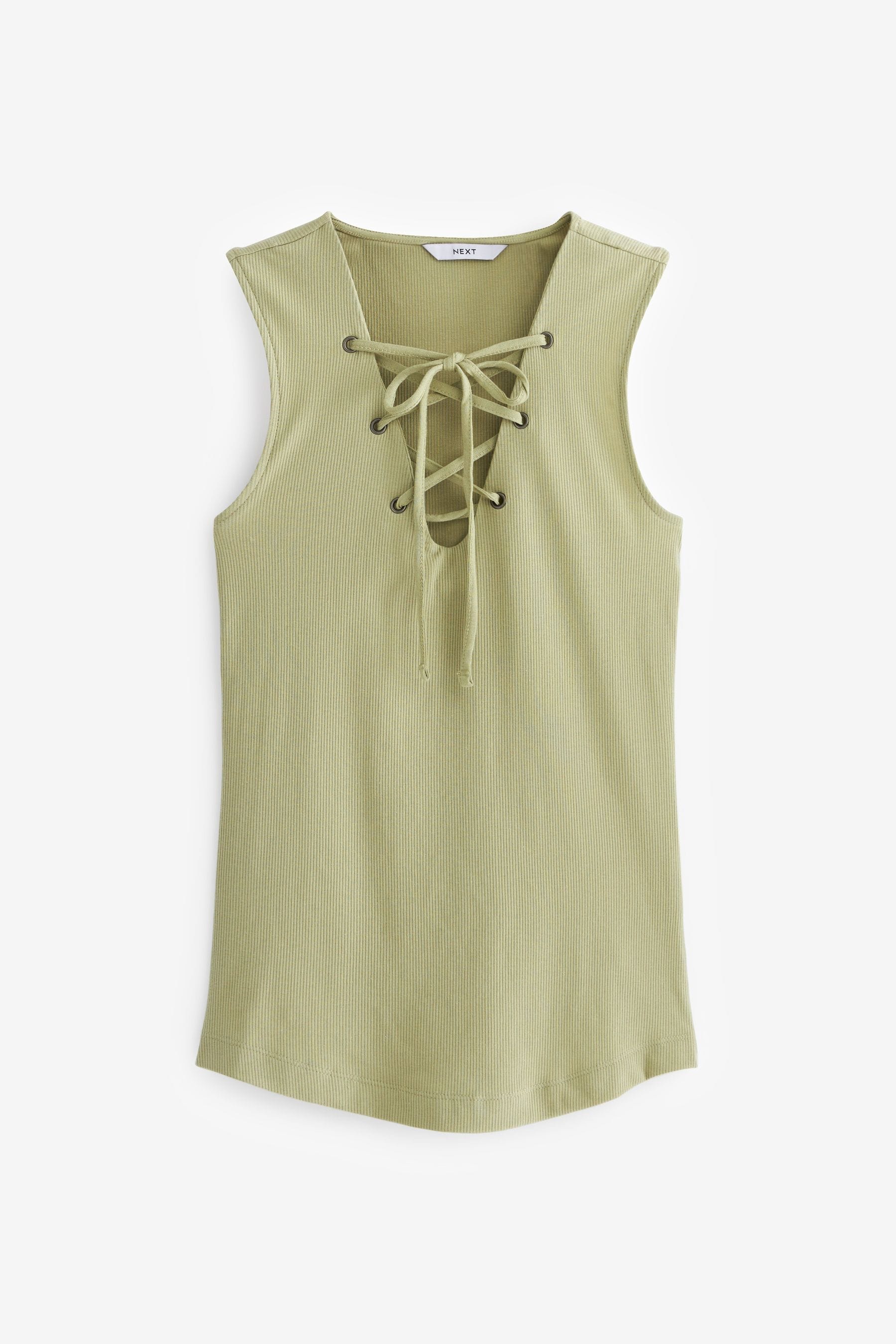 Buy Khaki Green Sleeveless Lace Up Vest Top from Next Luxembourg