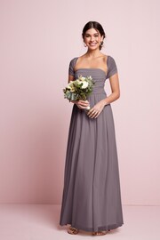 Mauve Purple Mesh Multiway Bridesmaid Wedding Maxi Dress - Image 4 of 12