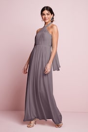 Mauve Purple Mesh Multiway Bridesmaid Wedding Maxi Dress - Image 5 of 12
