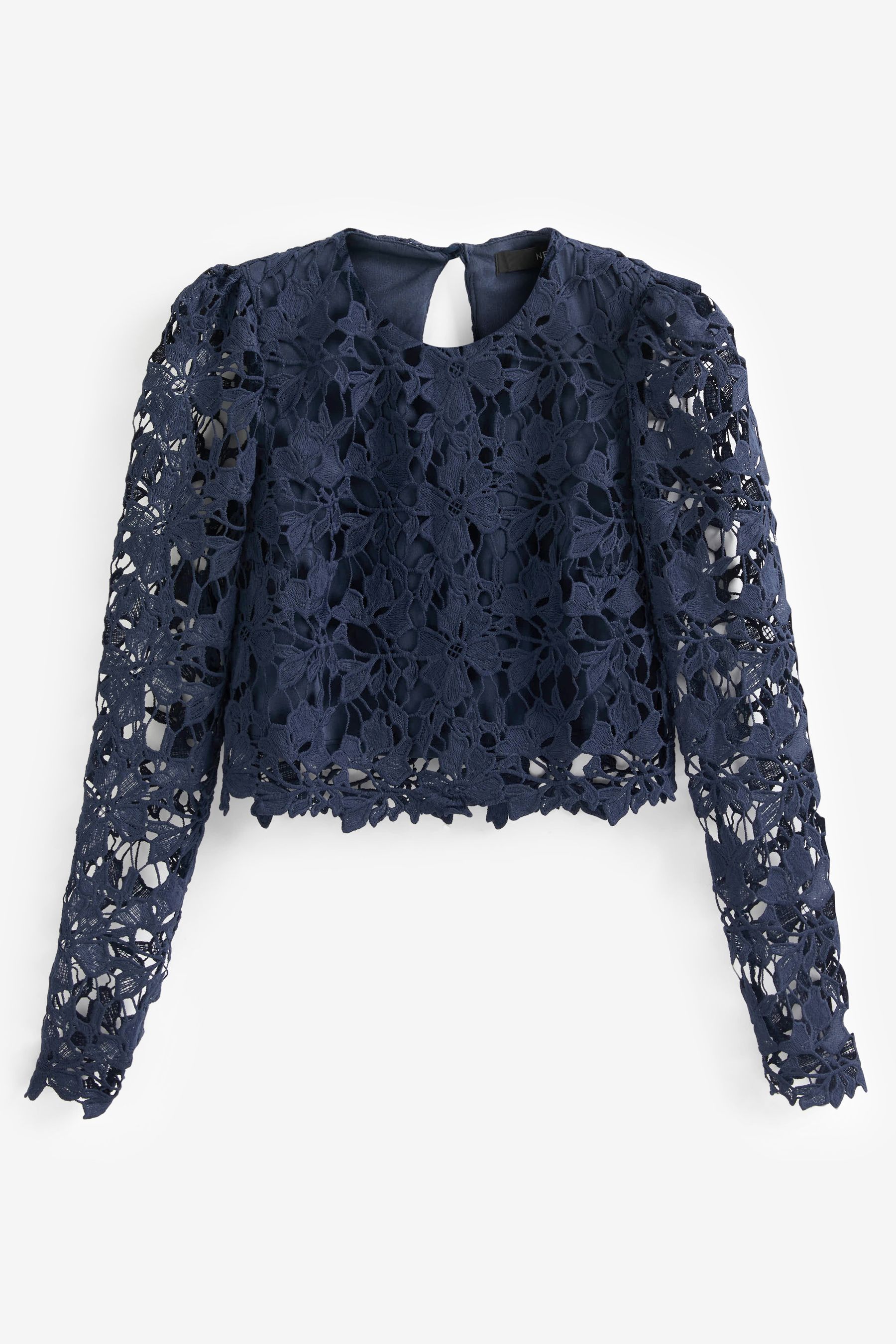 Buy Navy Blue Occasion Lace Long Sleeve Top from Next Luxembourg