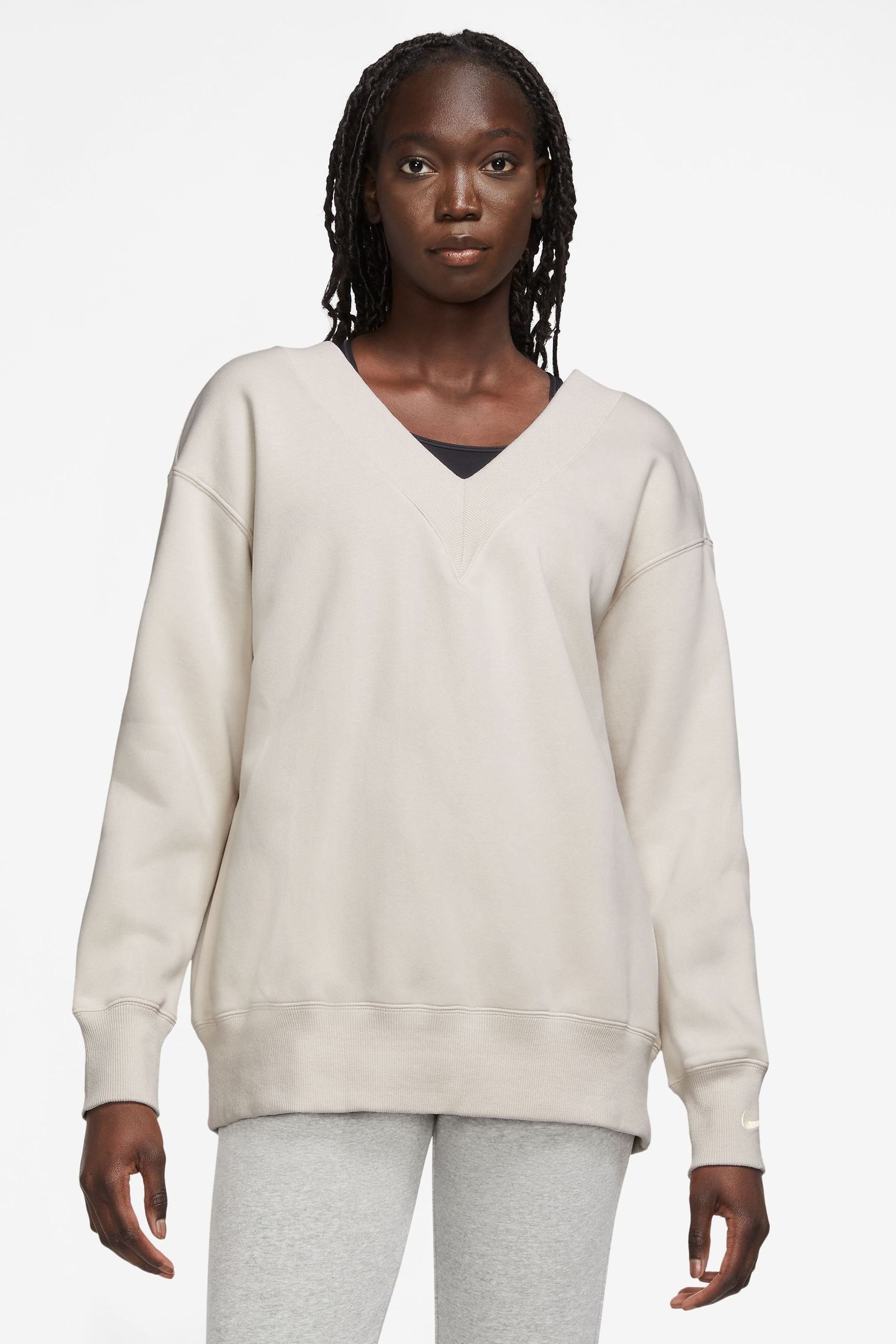 V neck fleece sweatshirt hot sale
