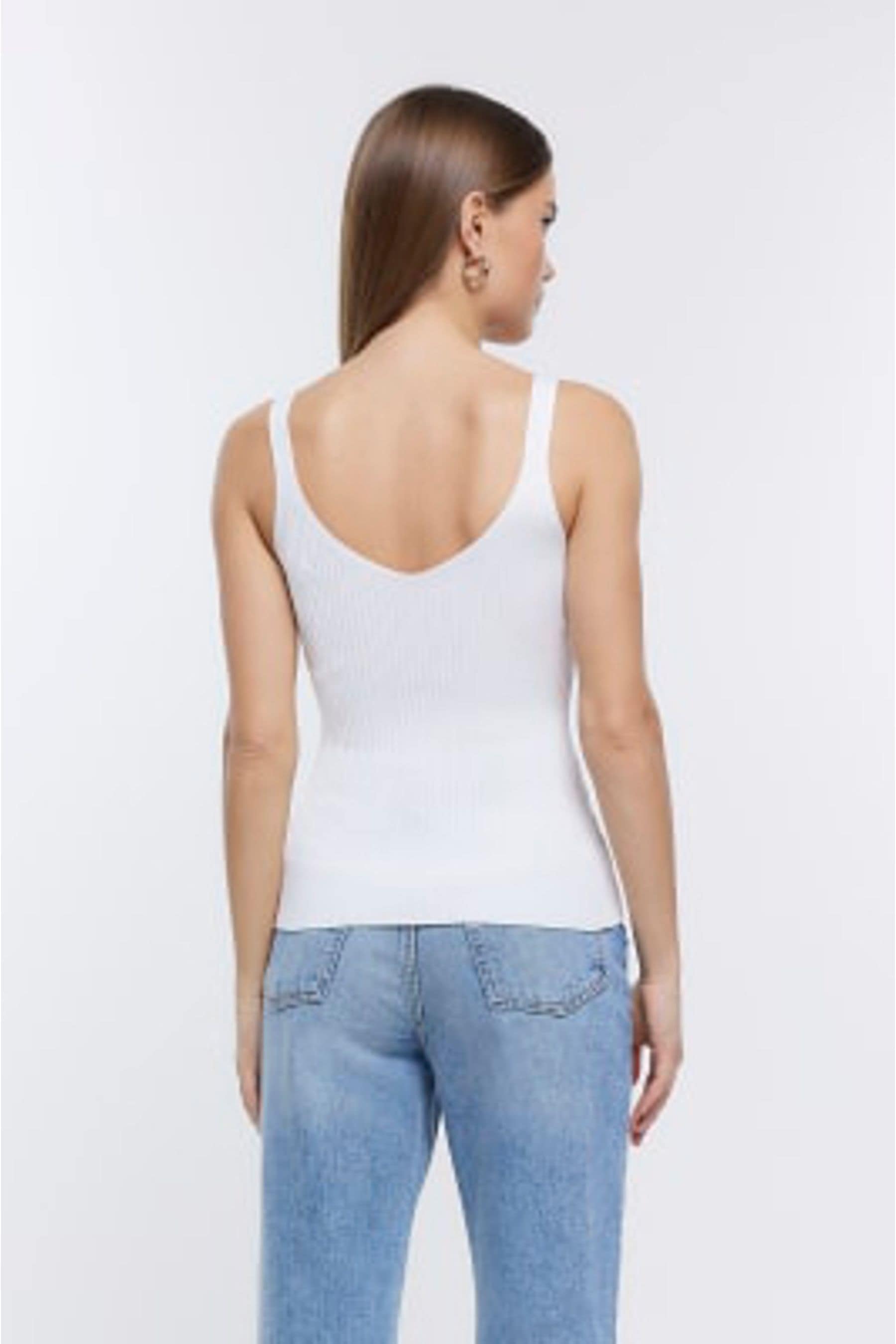 River island white vest sales
