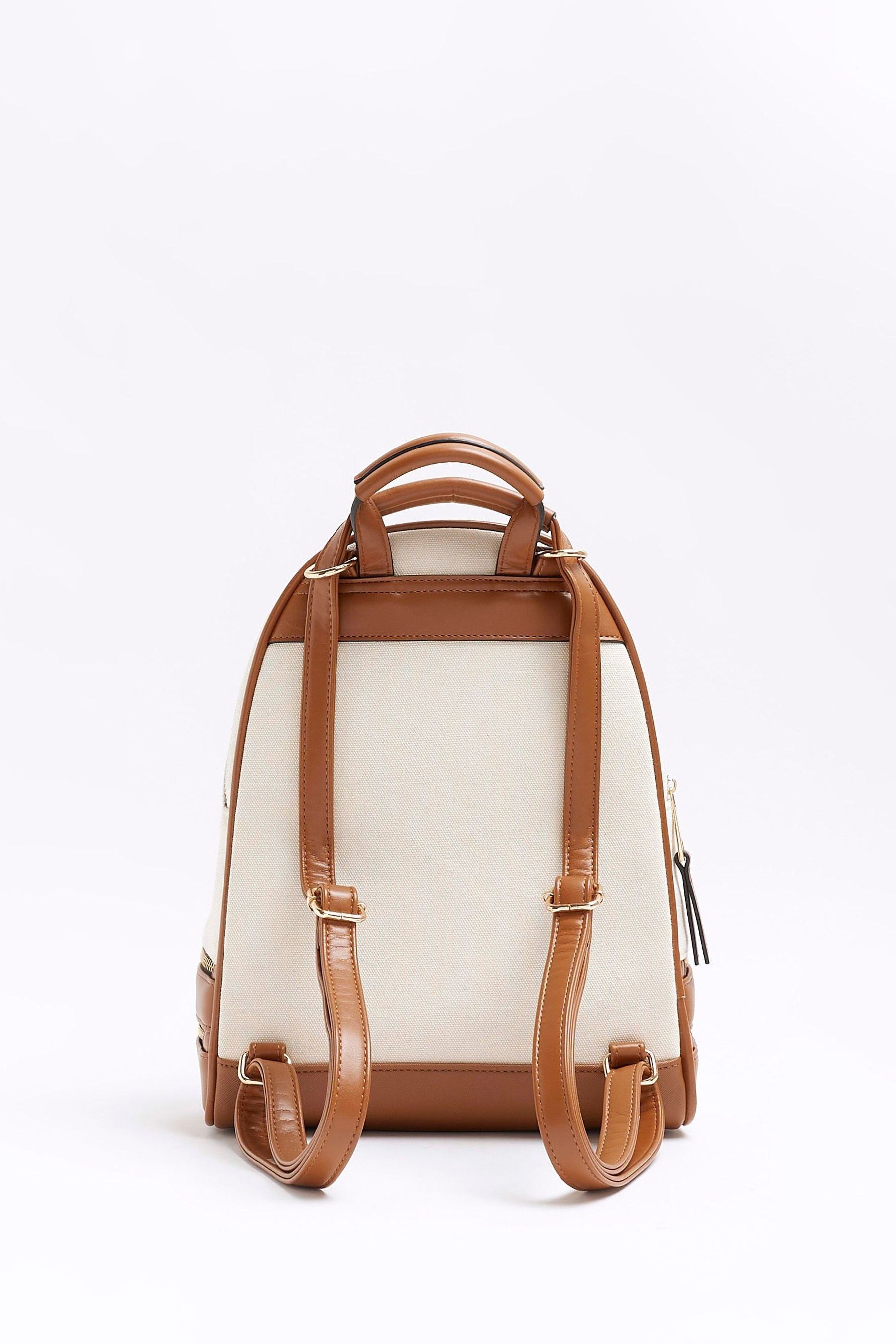 Buy River Island Cream Canvas Backpack from Next Luxembourg