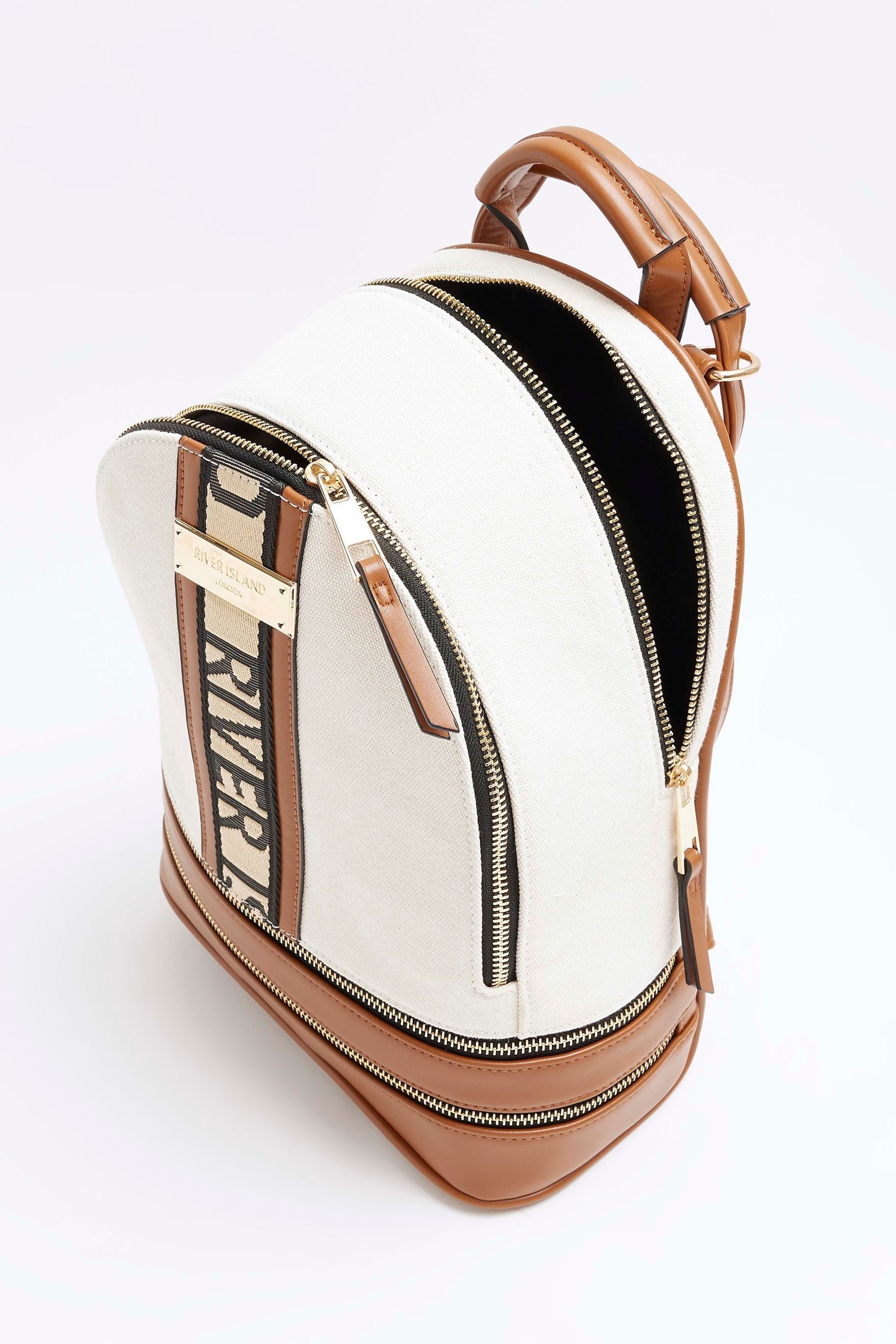 Buy River Island Cream Canvas Backpack from Next Luxembourg