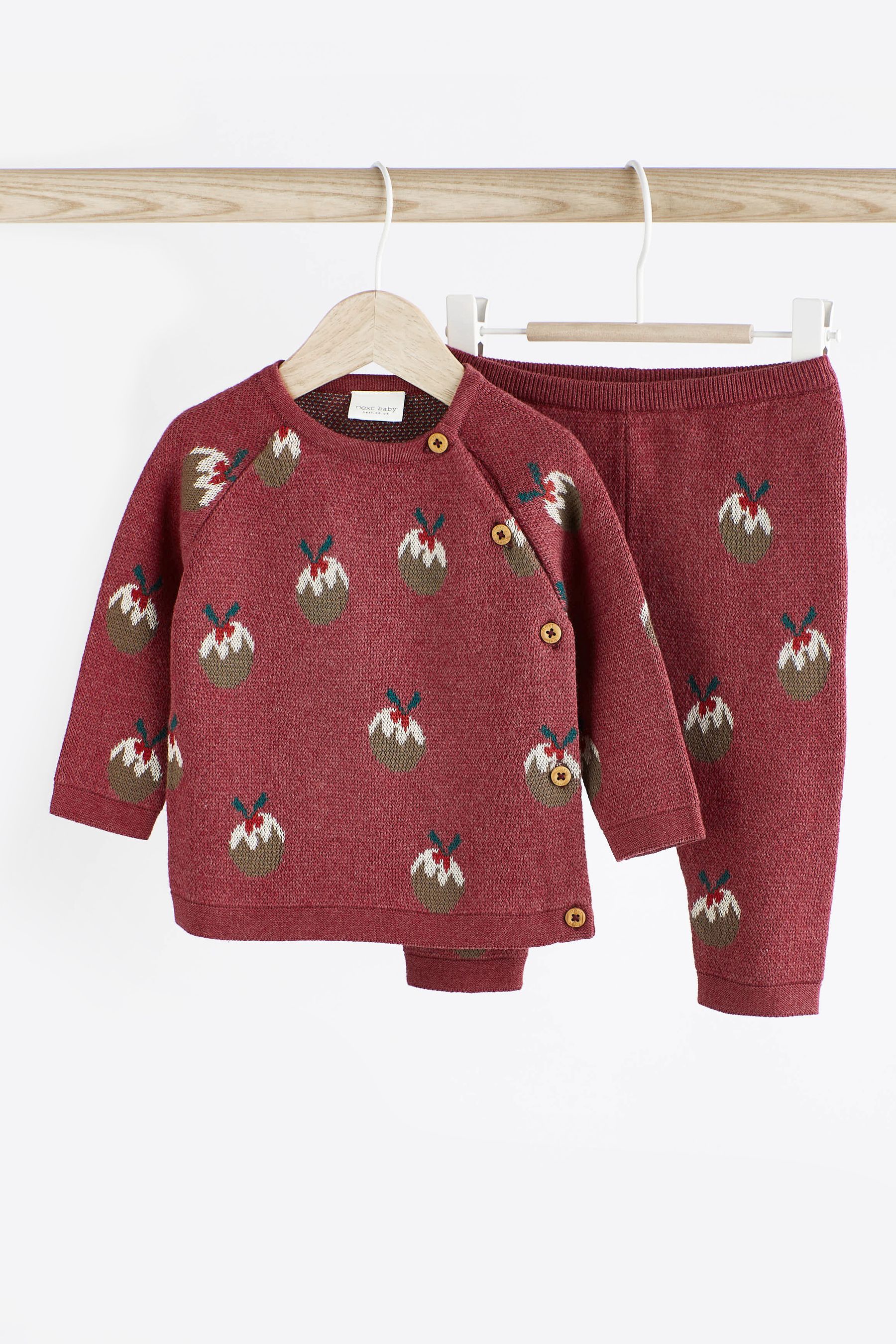 Buy Red Christmas Pudding Baby Knitted Jumper And Leggings Set 0mths 2yrs from Next Luxembourg