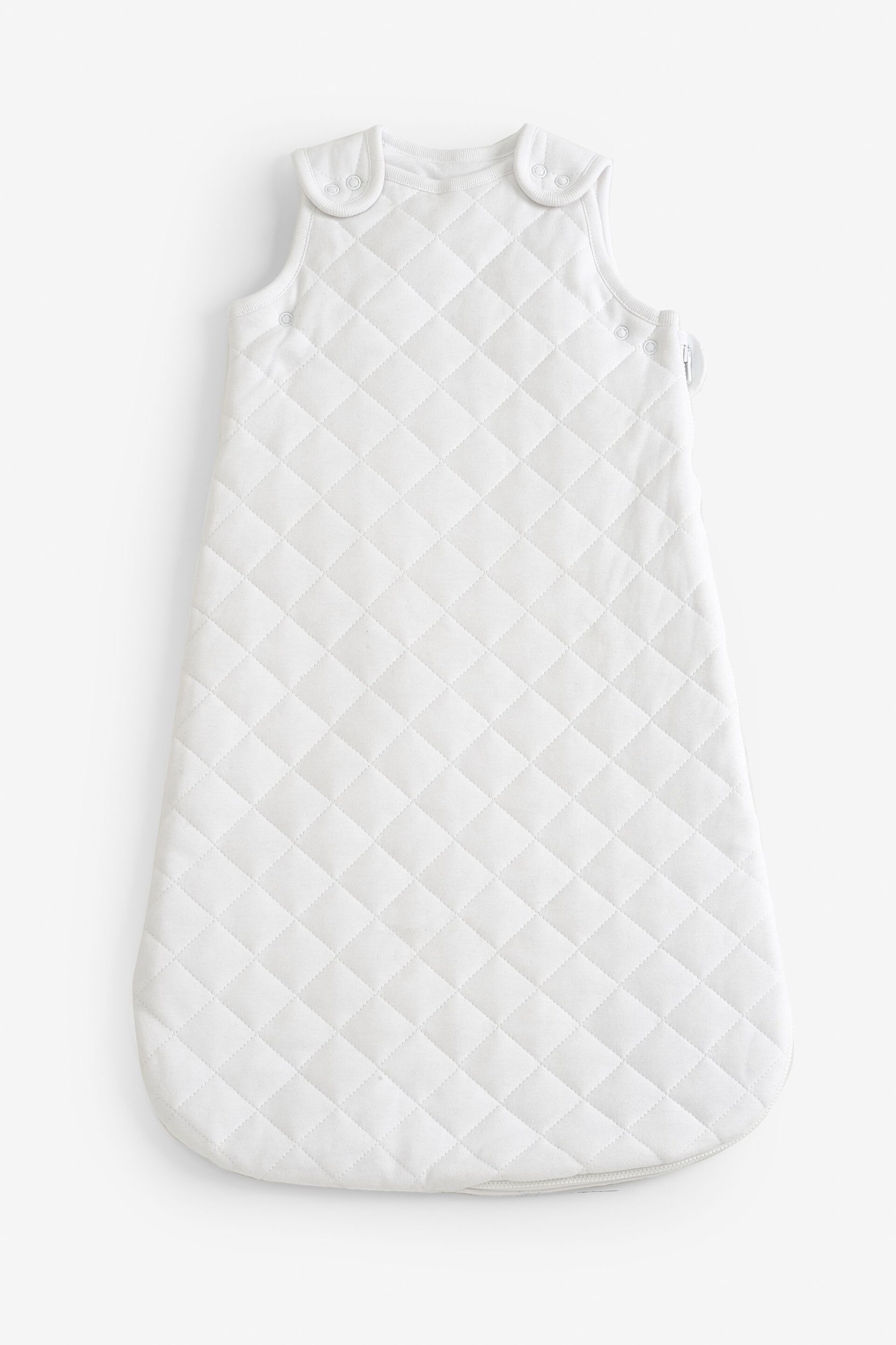White Quilted 2.5 Tog Baby 100% Cotton Sleep Bag - Image 1 of 6