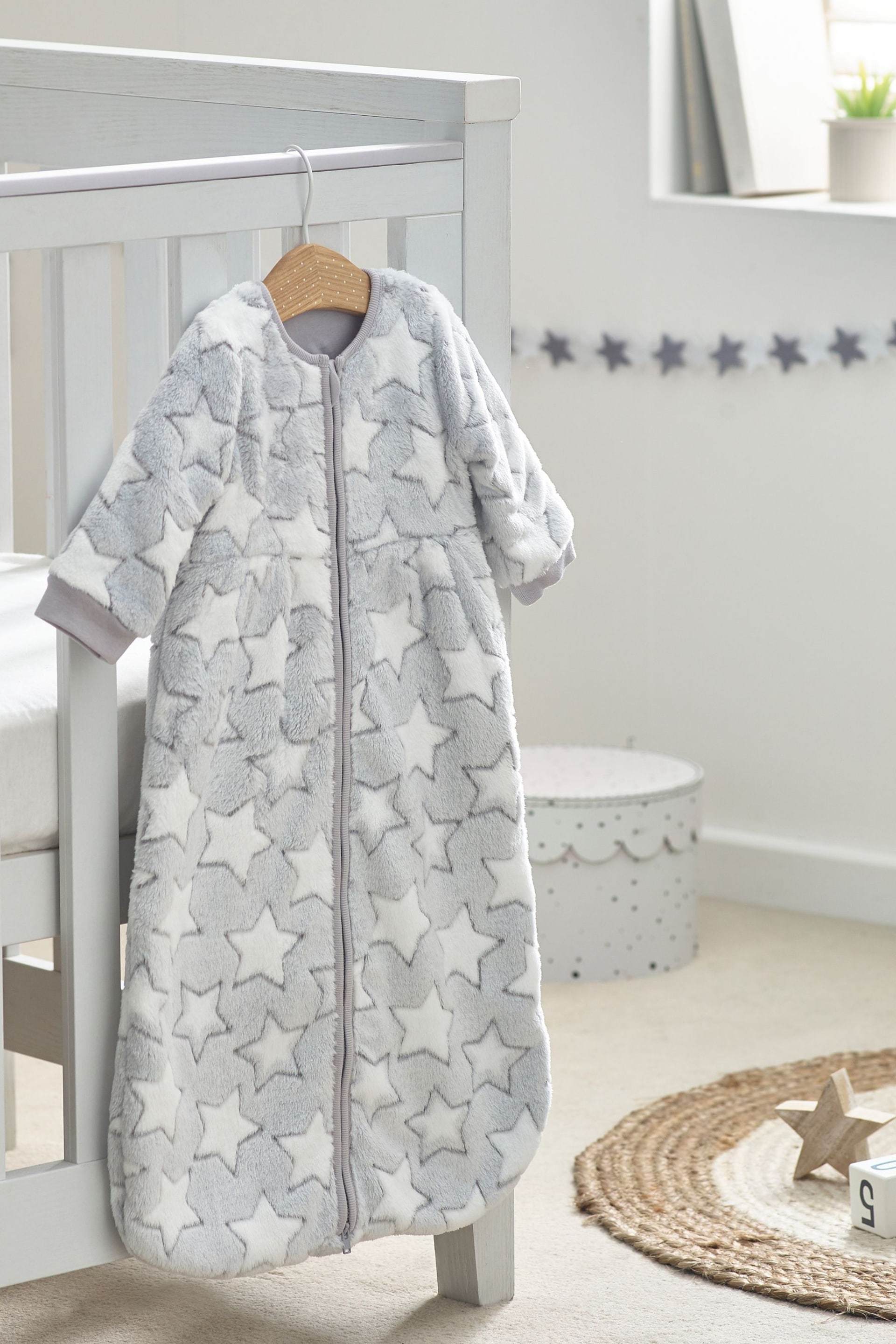 Grey Stars 2.5 Tog Fleece Supersoft Baby Sleep Bag - Image 1 of 5