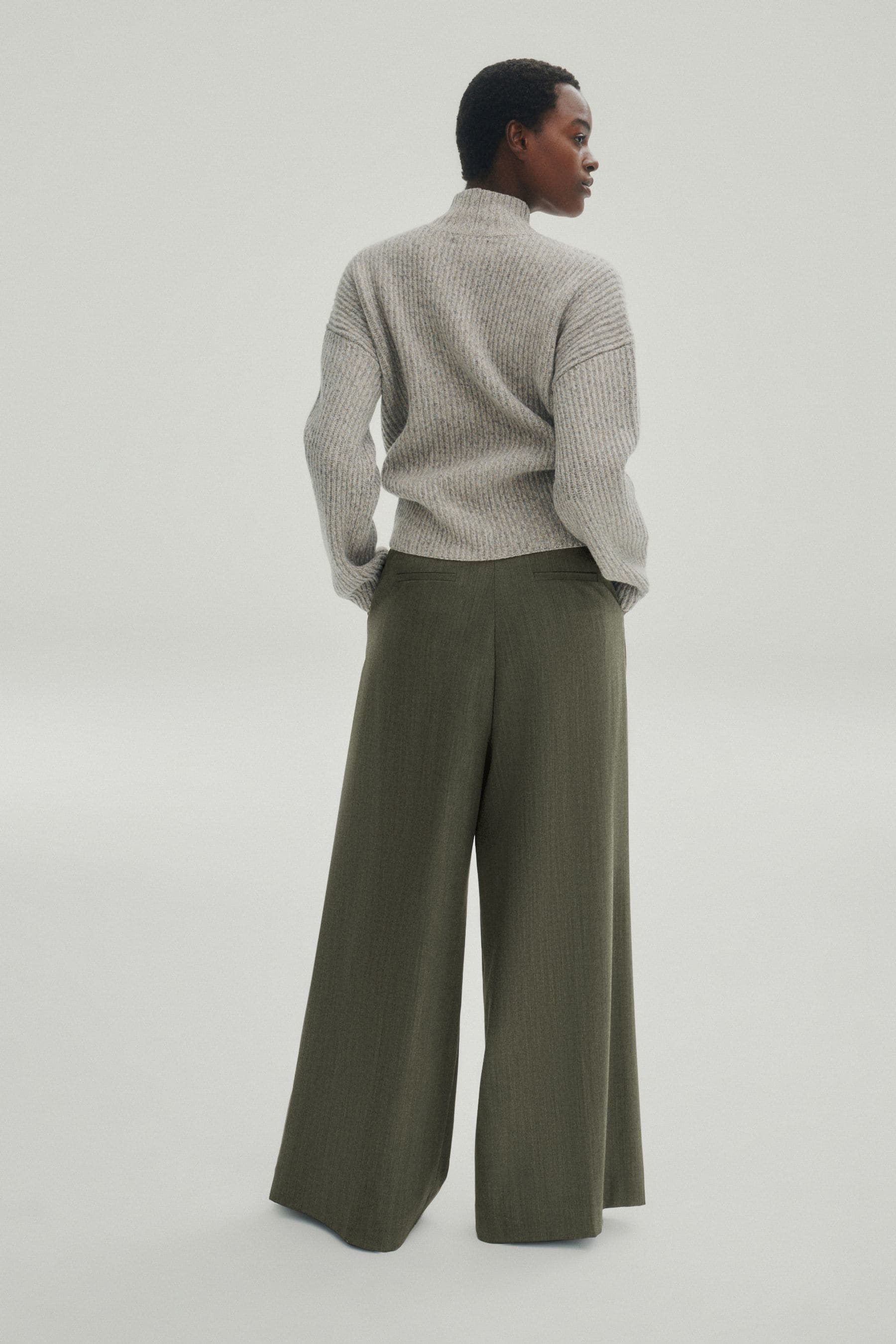Buy Khaki Green Premium Pleated Wide Leg Trousers from Next Luxembourg