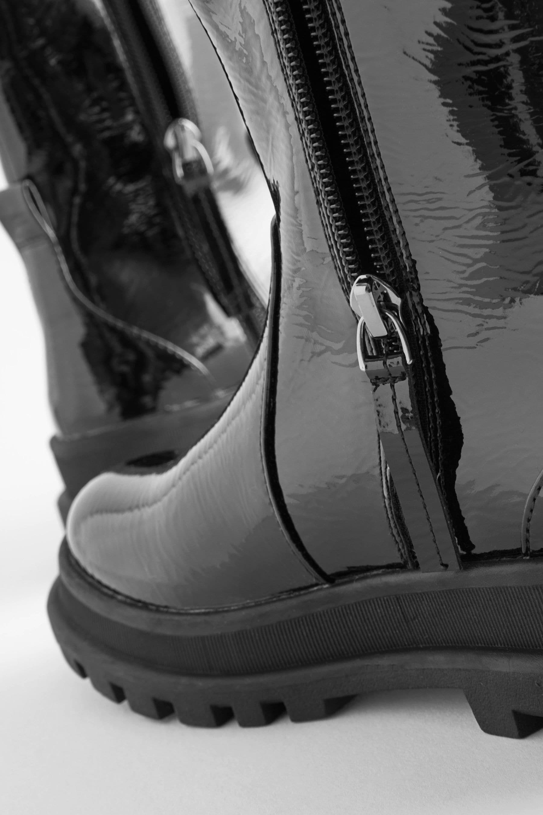 Buy Black Patent Chunky Chelsea Sock Boots from Next Canada