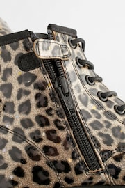 Leopard Print Standard Fit (F) Warm Lined Lace-Up Boots - Image 8 of 11