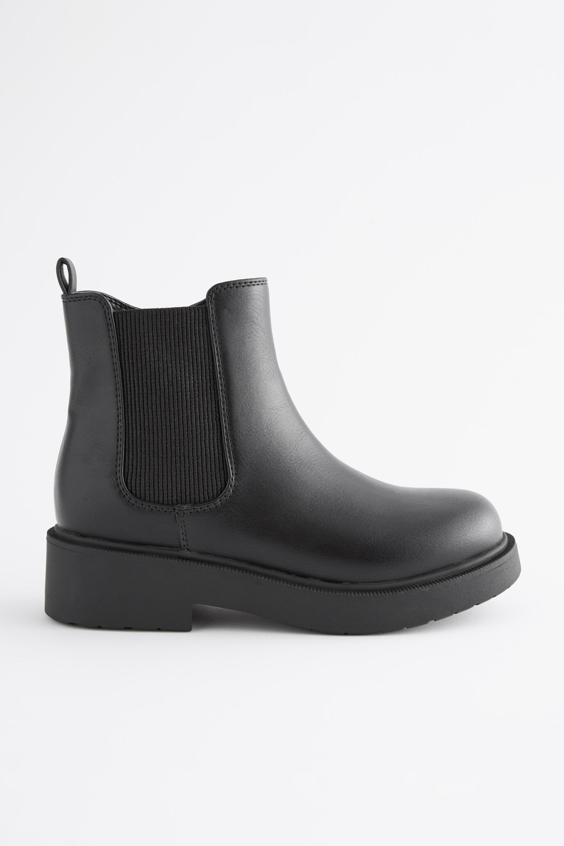 Matt Black Wide Fit (G) Chunky Chelsea Boots - Image 2 of 5