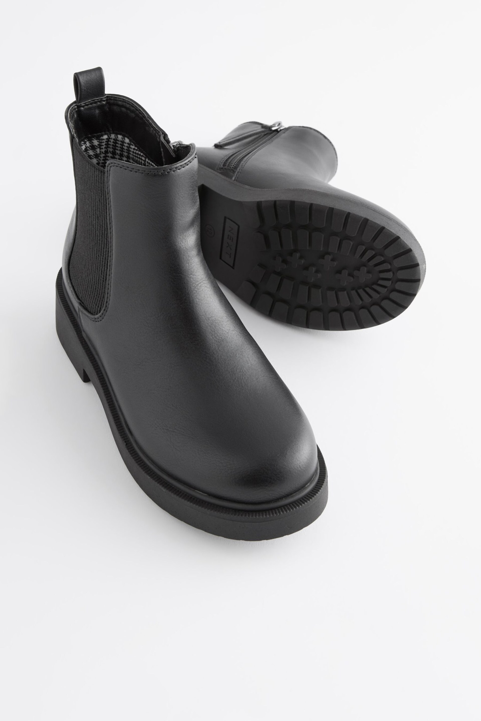Matt Black Wide Fit (G) Chunky Chelsea Boots - Image 3 of 5