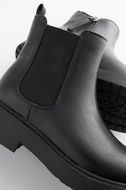 Matt Black Wide Fit (G) Chunky Chelsea Boots - Image 4 of 5