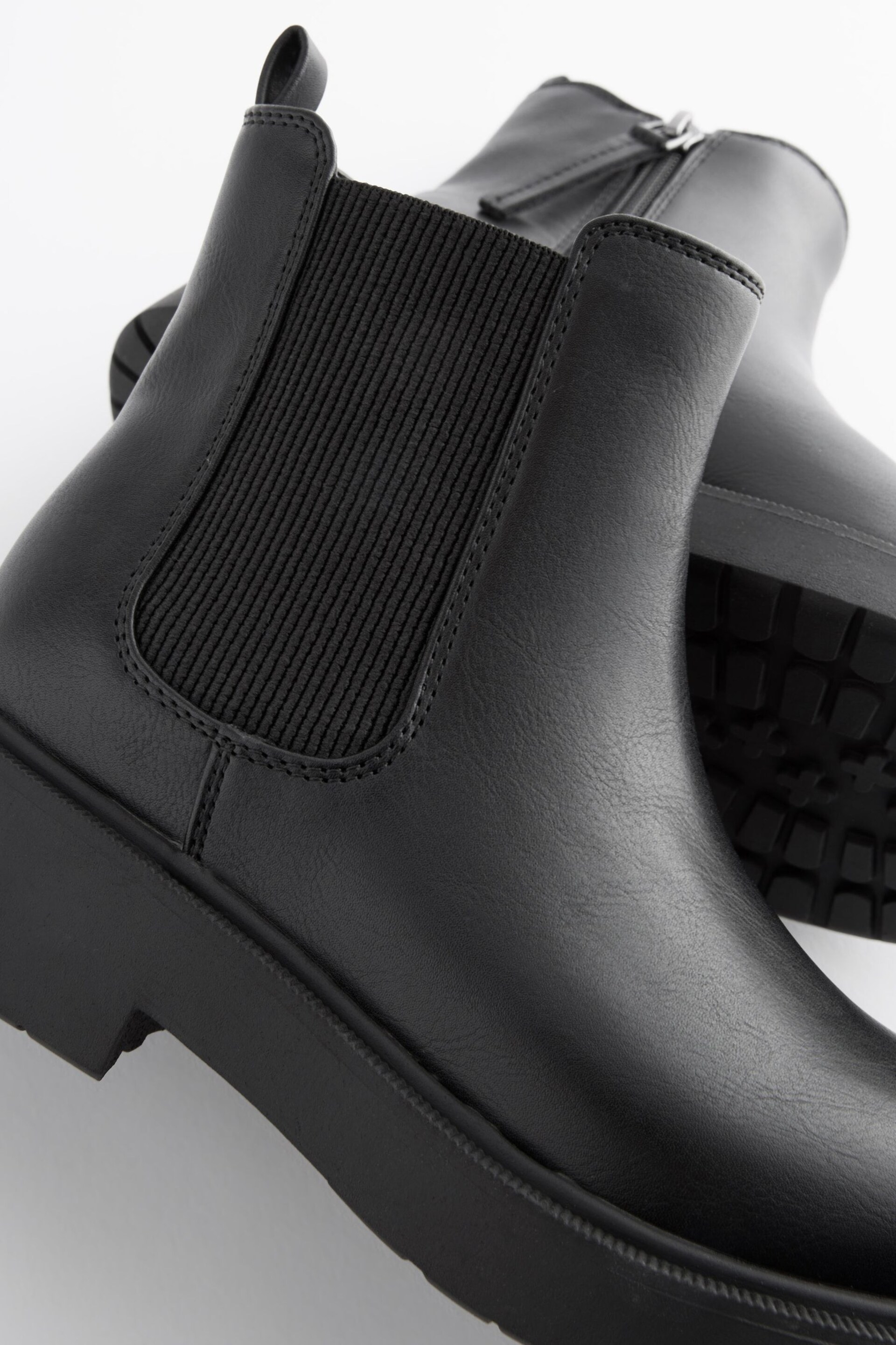 Matt Black Wide Fit (G) Chunky Chelsea Boots - Image 4 of 5