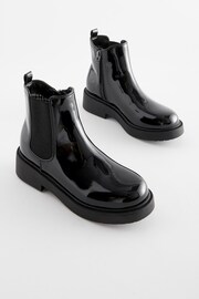 Black Patent Standard Fit (F) Chunky Chelsea Boots - Image 1 of 5