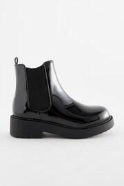 Black Patent Standard Fit (F) Chunky Chelsea Boots - Image 2 of 5