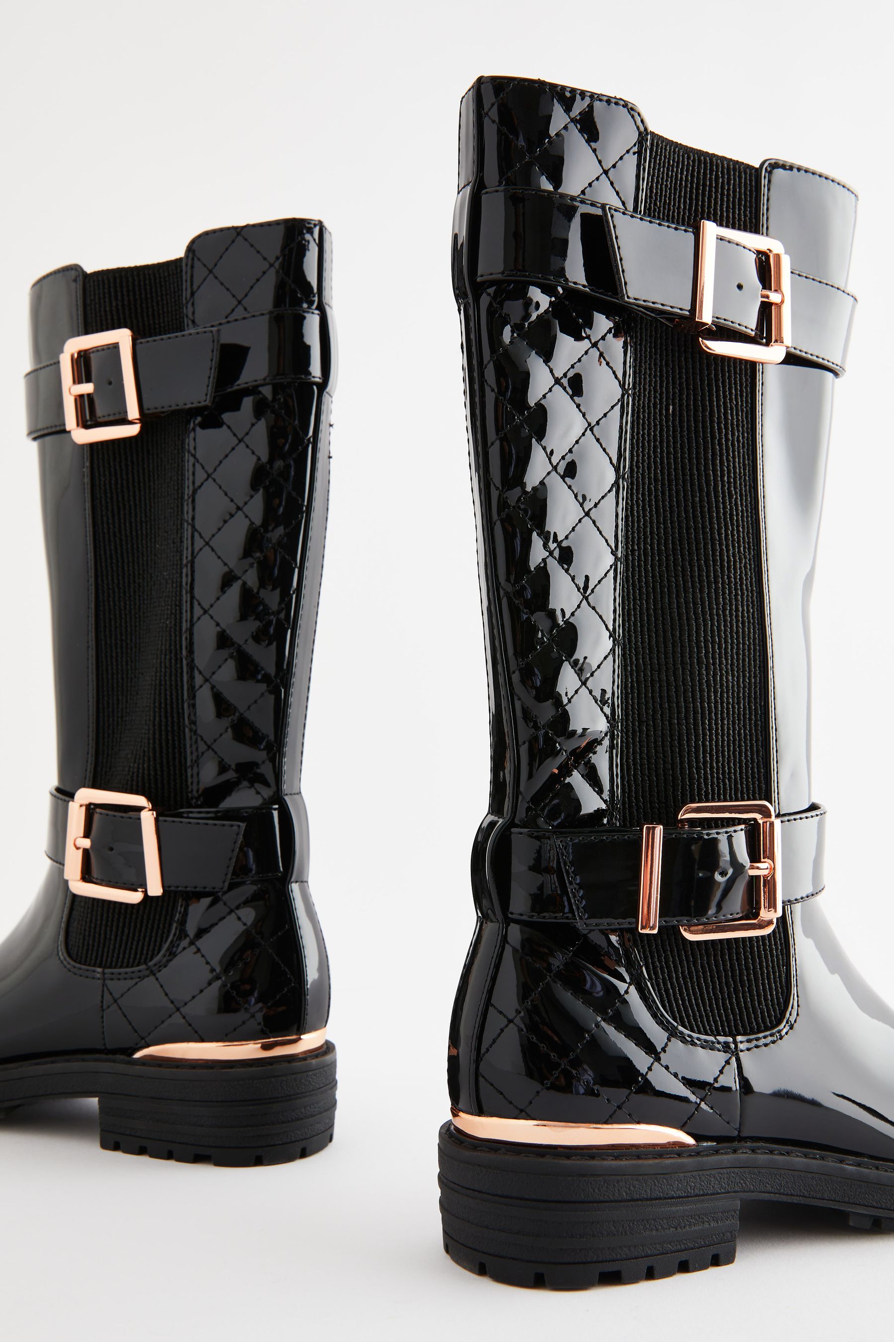 Patent quilted boots sales