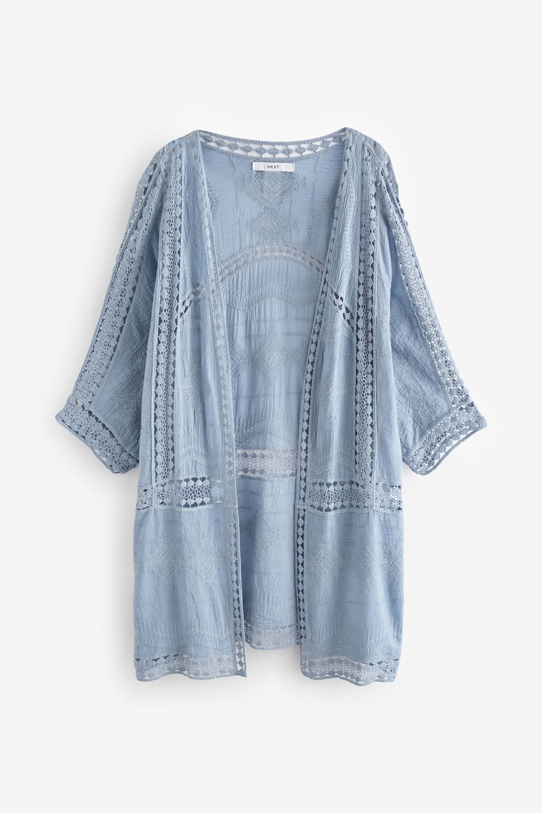 Buy Blue Crochet Longline Kimono Cover Up from the Next UK online shop