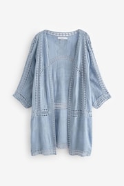 Blue Crochet Longline Kimono Cover-Up - Image 5 of 6