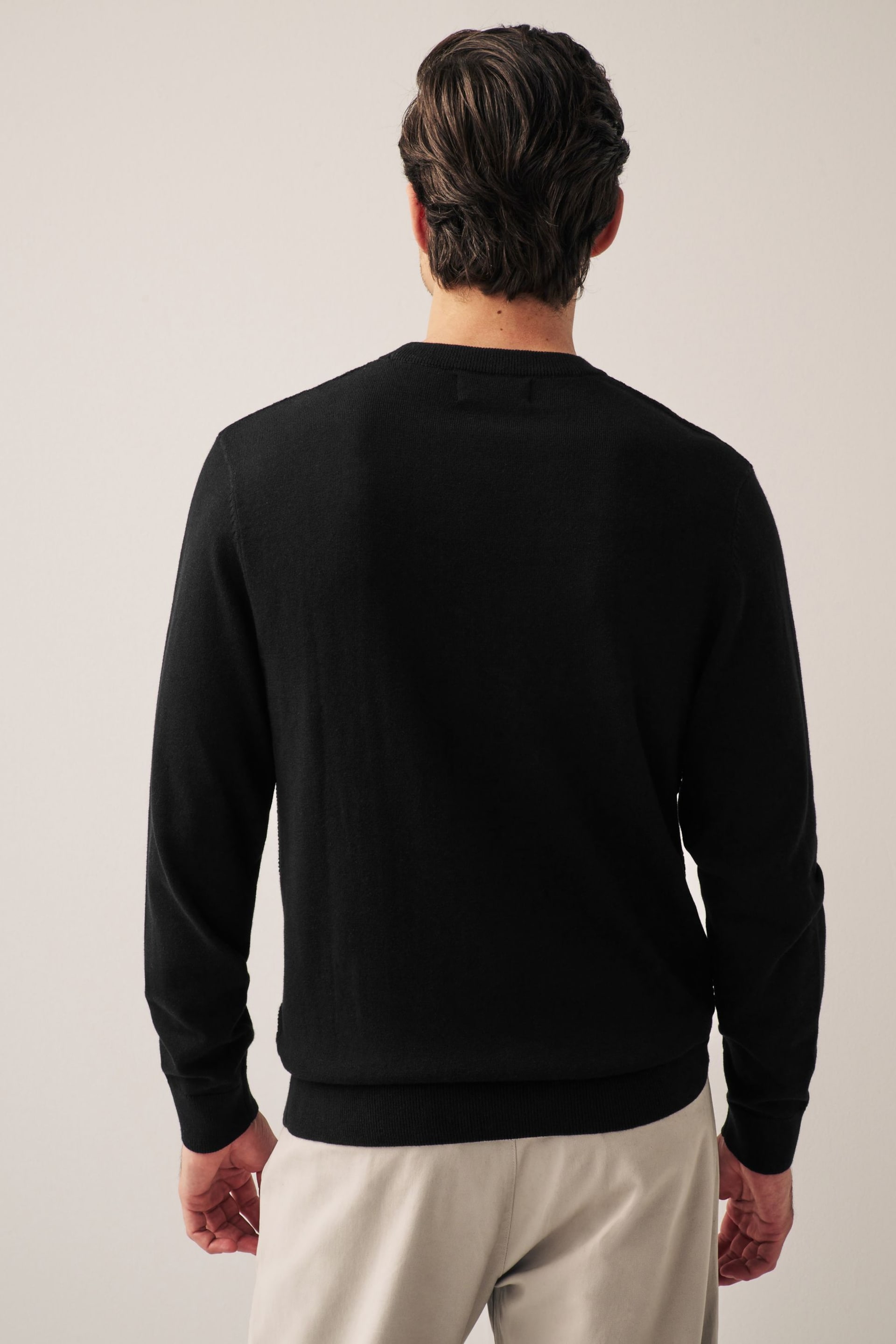 Black Textured Regular Long Sleeve Knit Jumper - Image 4 of 4