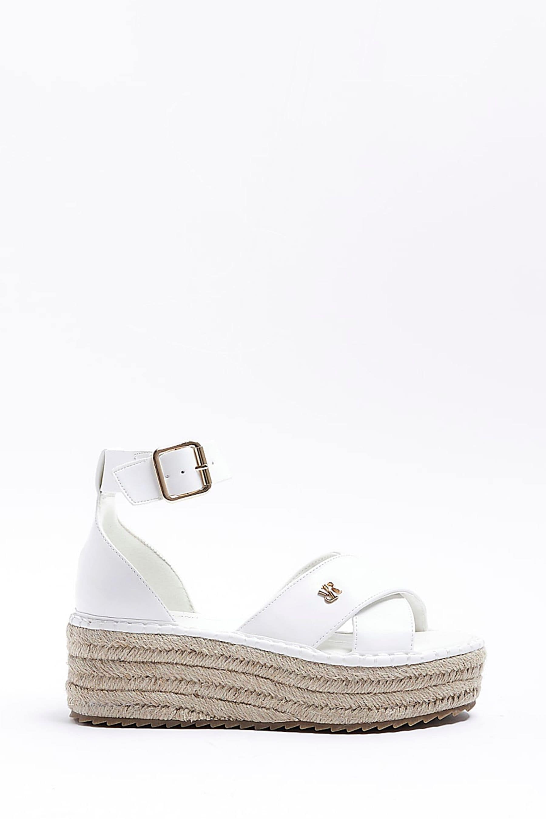 Buy River Island White Espadrille Flatform Sandals from Next Luxembourg