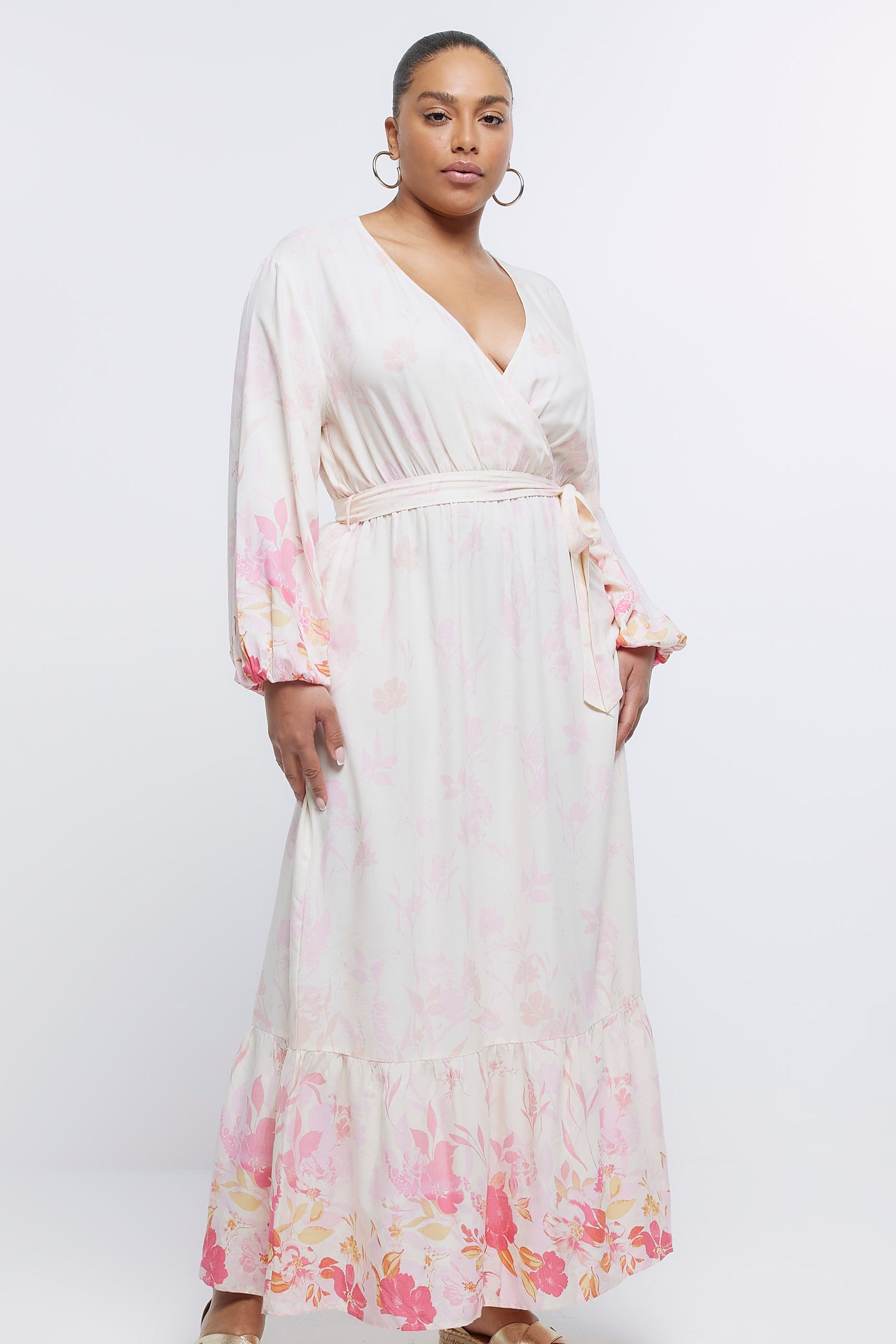 River island floral wrap dress outlet
