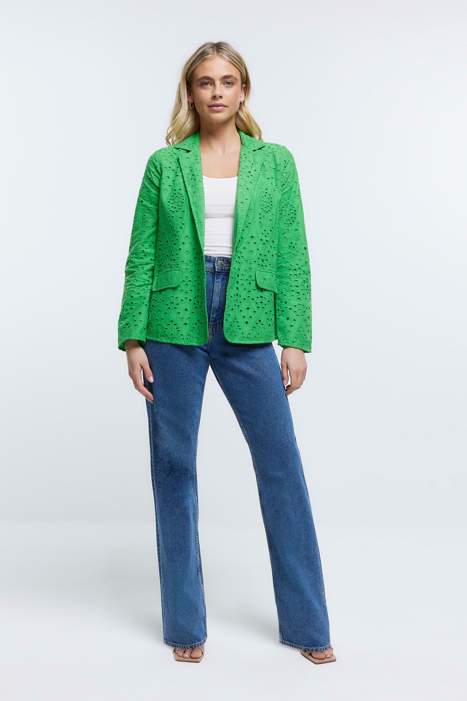 River island green blazer sale