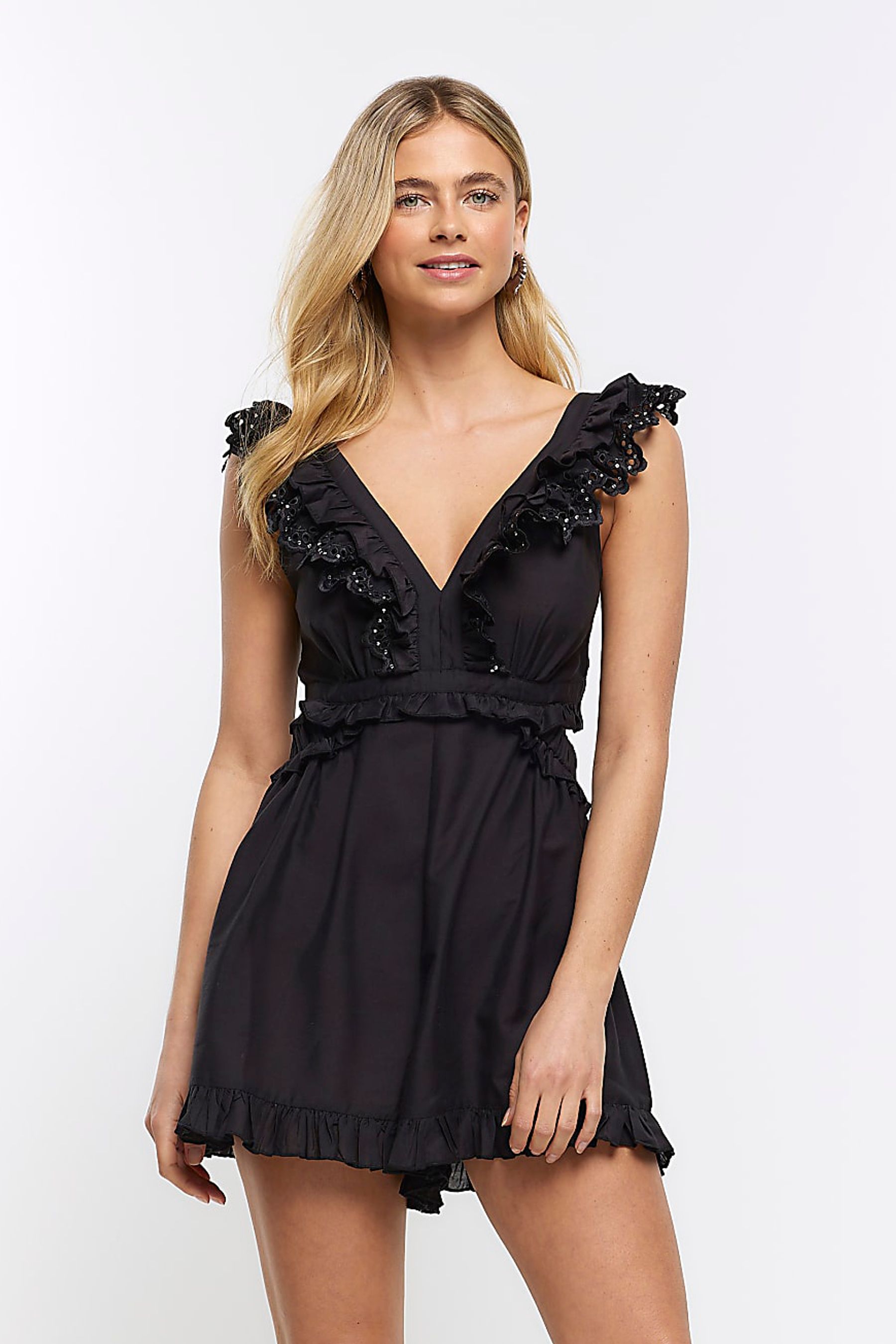 River island frill playsuit sales