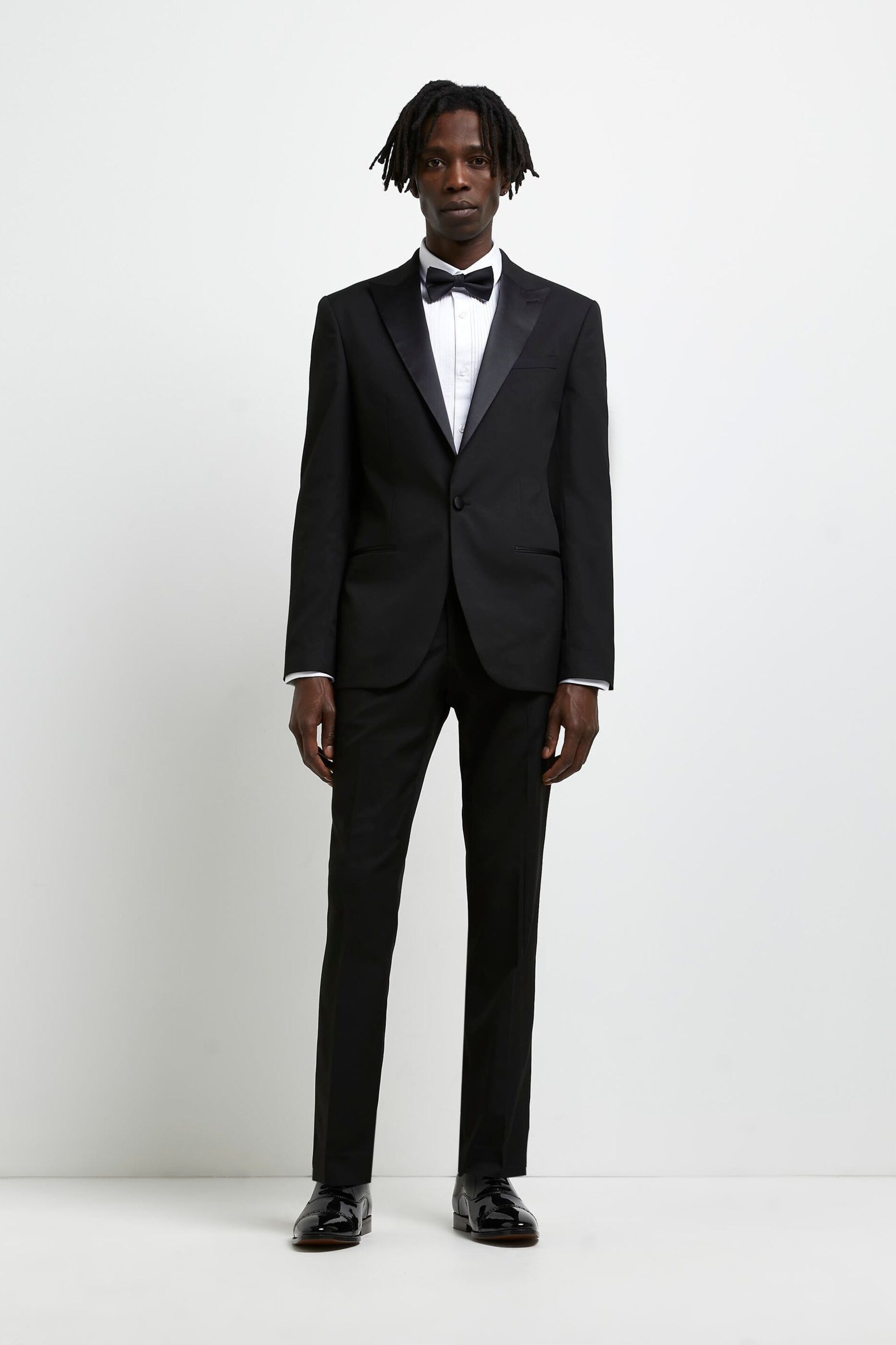 River Island Black Tuxedo Slim Suit Trousers - Image 3 of 5